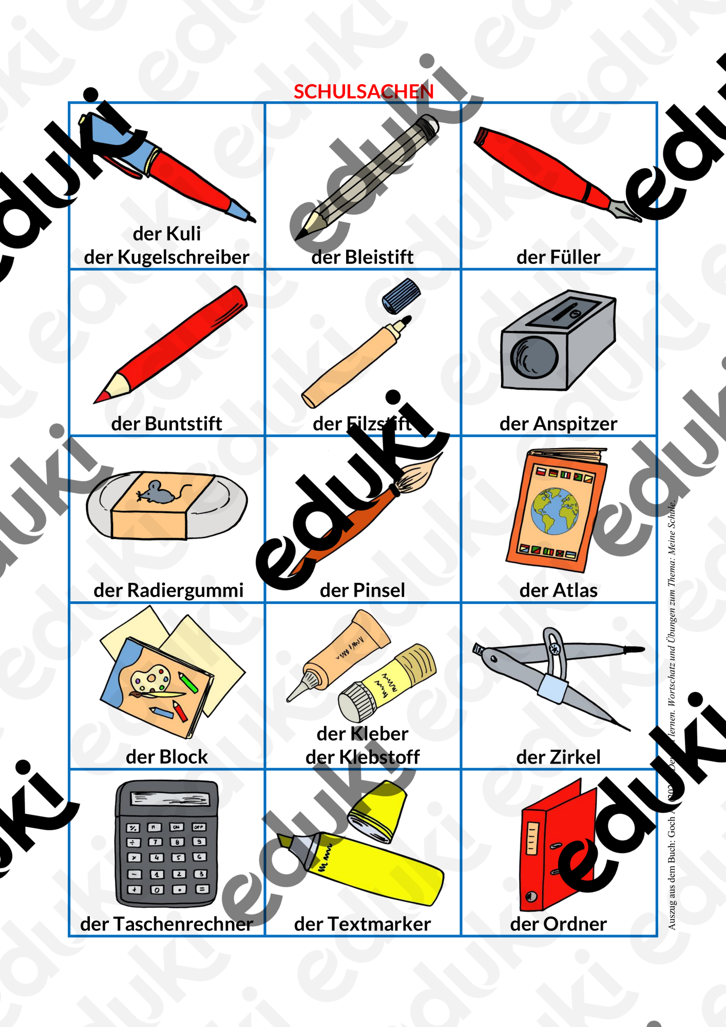 Meine Schule 1 – Wortschatz und Übungen - Arbeitsblätter, Grundschule