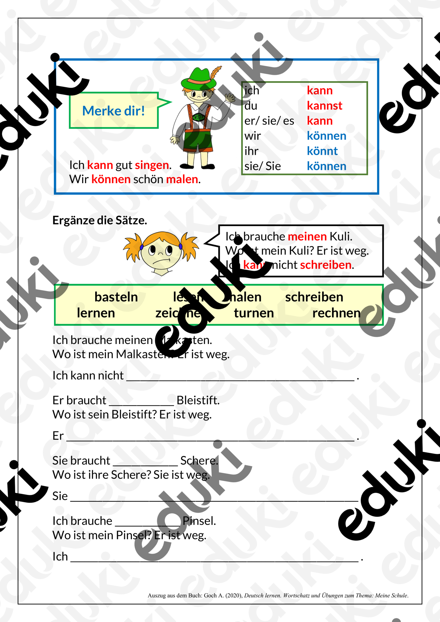 Meine Schule 7 – Wortschatz und Übungen - können - Arbeitsblätter