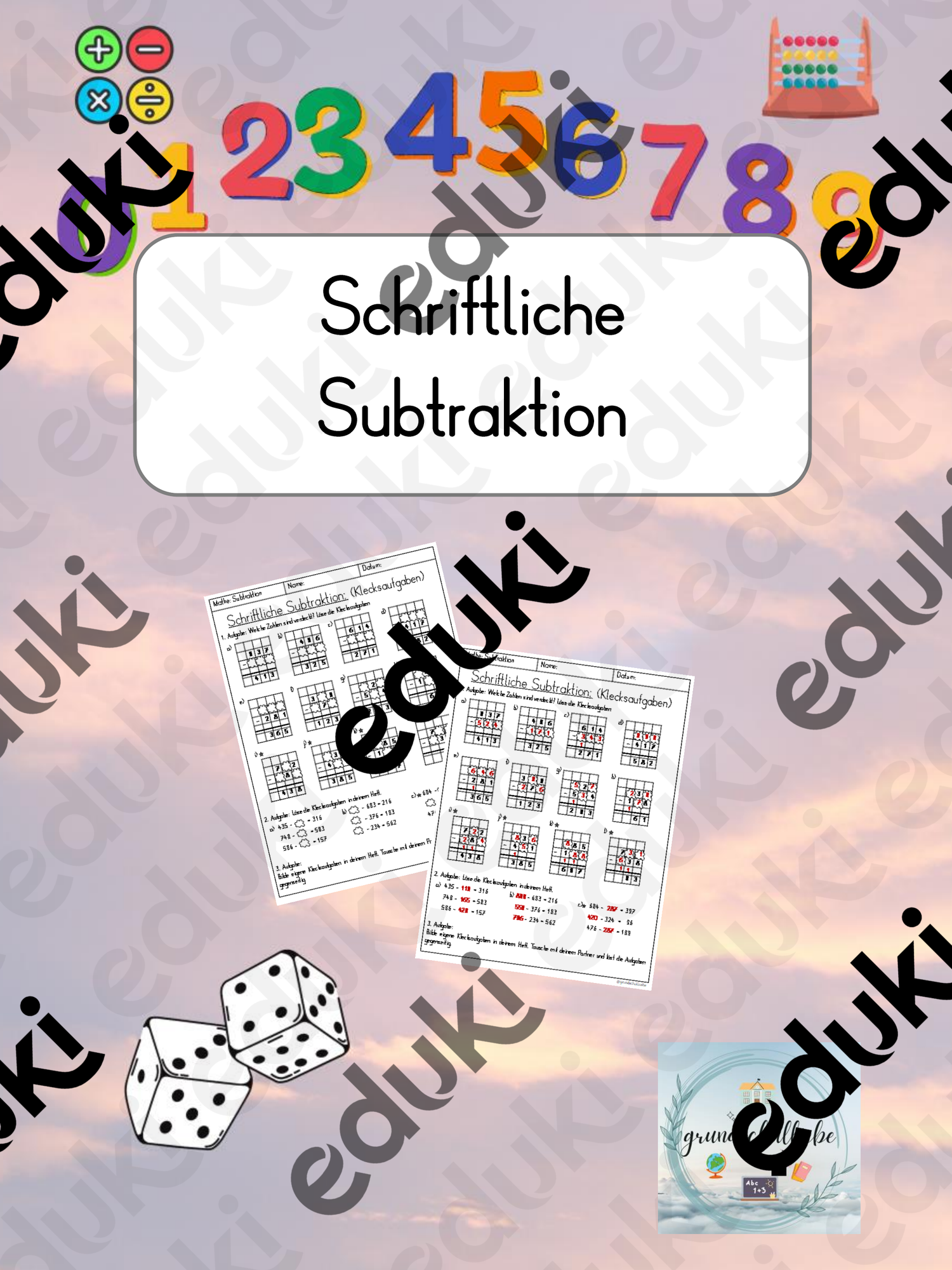 Schriftliche Subtraktion (Klecksaufgaben) – Unterrichtsmaterial im Fach