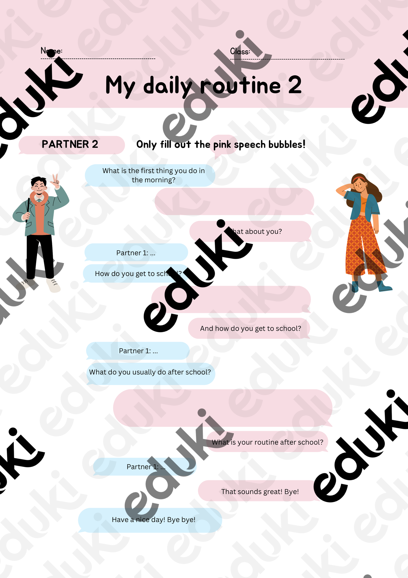 My daily routine Dialog – Unterrichtsmaterial im Fach Englisch