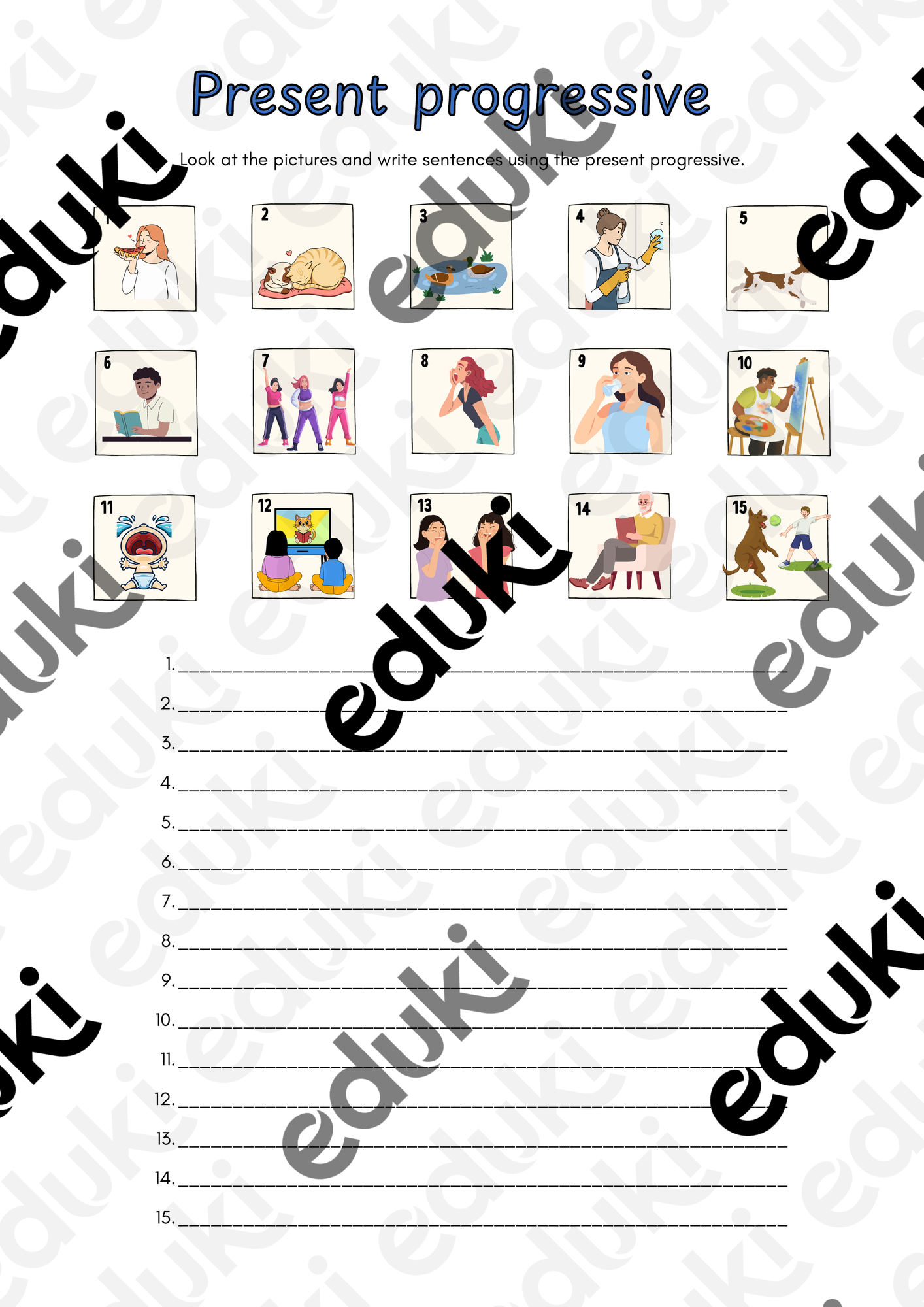 present progressive Übungsblatt – Unterrichtsmaterial im Fach Englisch