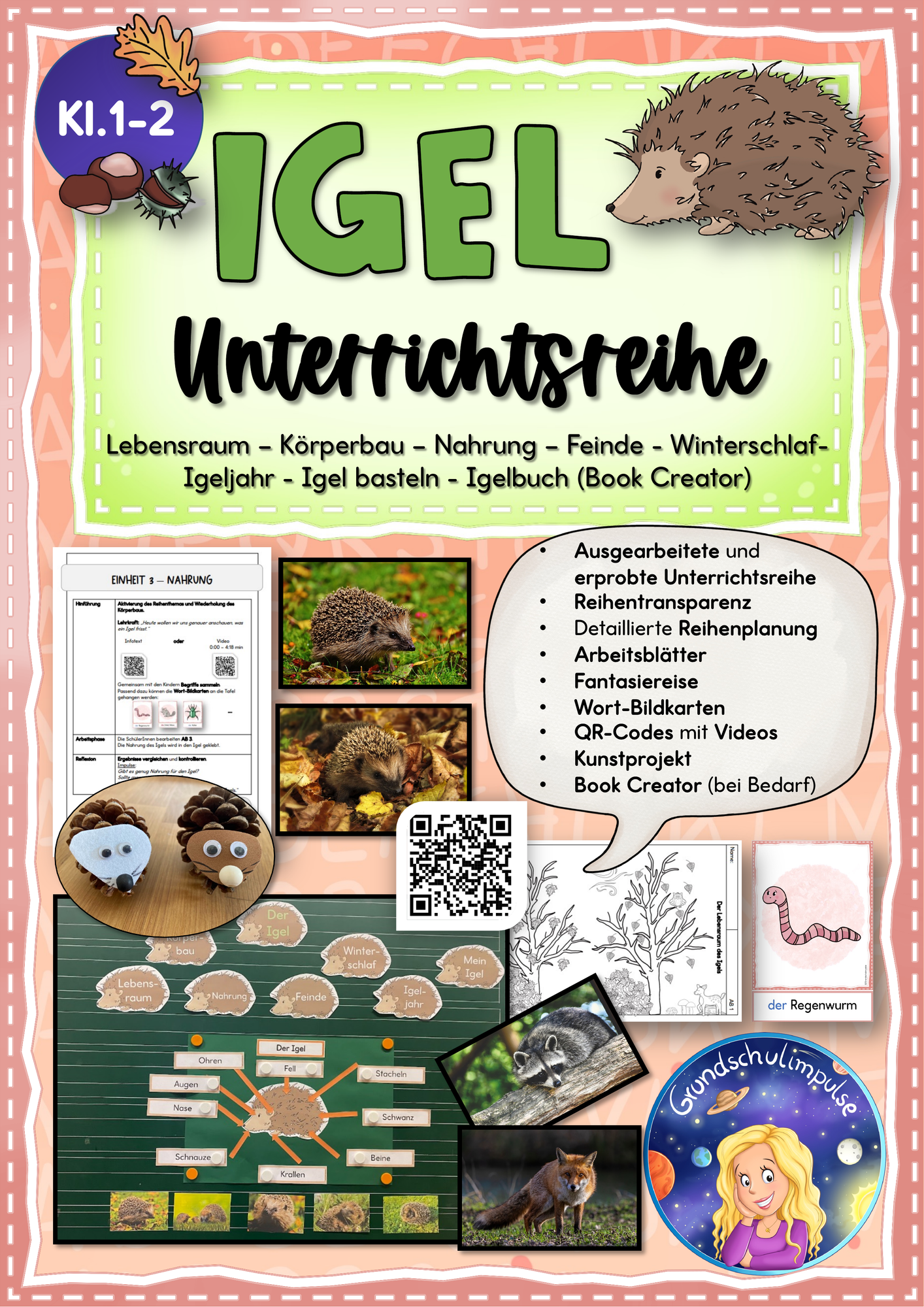 Der Igel: Unterrichtsreihe (Klasse 1+2) – Unterrichtsmaterial im Fach ...