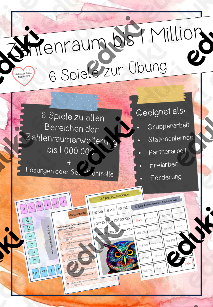 Zahlenraum bis 1 Million - 6 Spiele zur Zahlenraumerweiterung