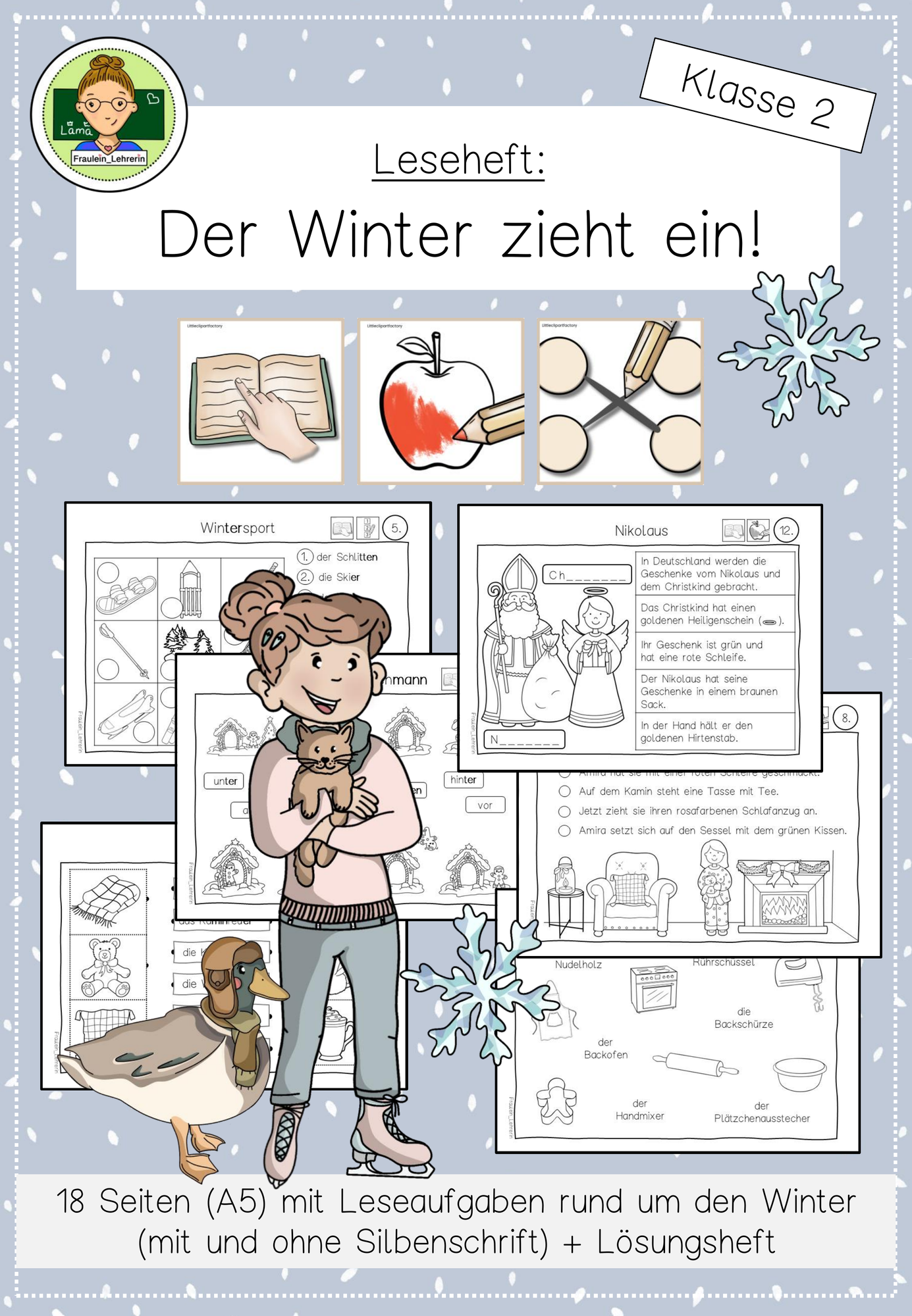 Lese-Mal-Heft: Der Winter zieht ein! (Klasse 2) – Unterrichtsmaterial