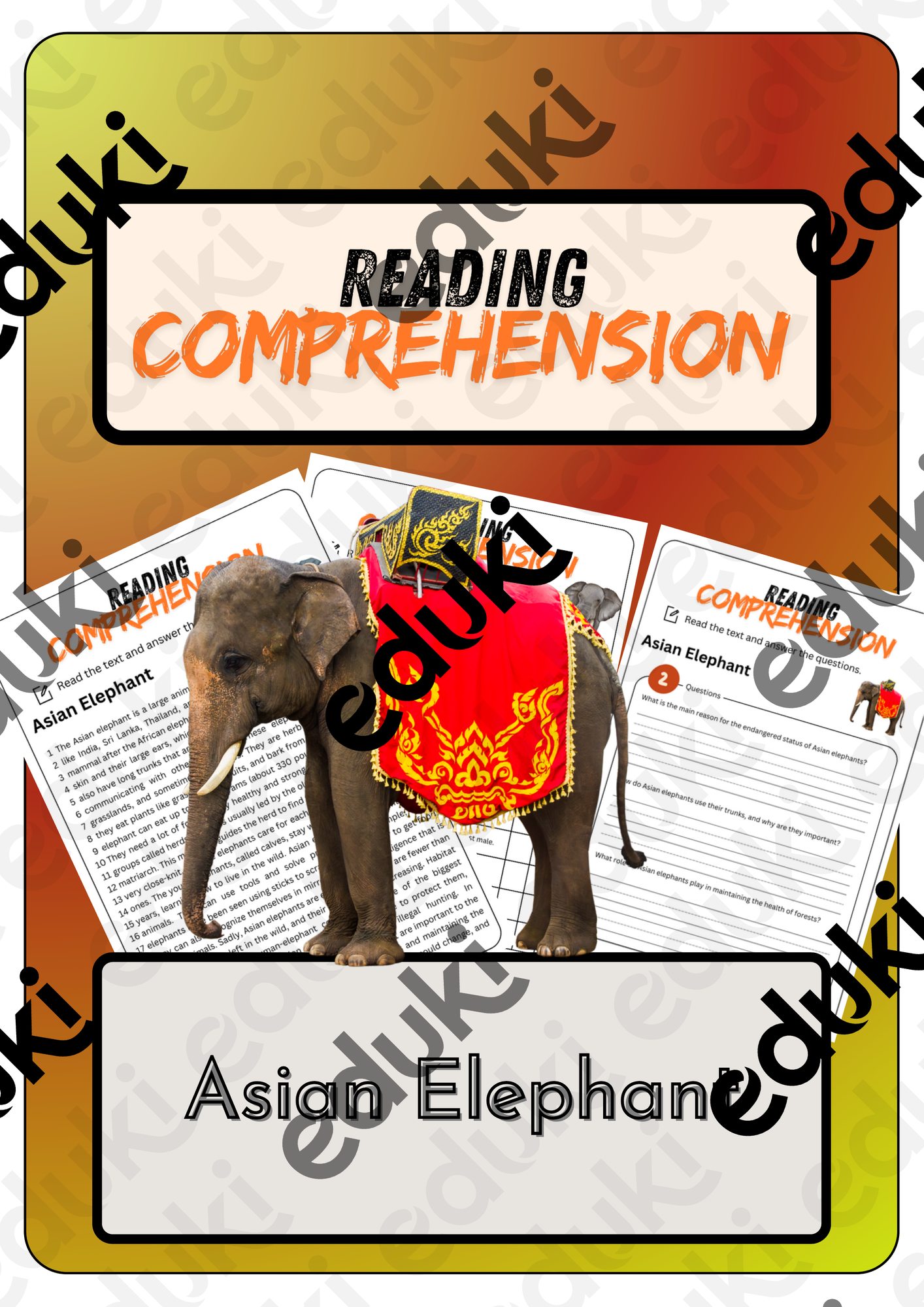 Reading Comprehension - Asian Elephant + Solutions ...