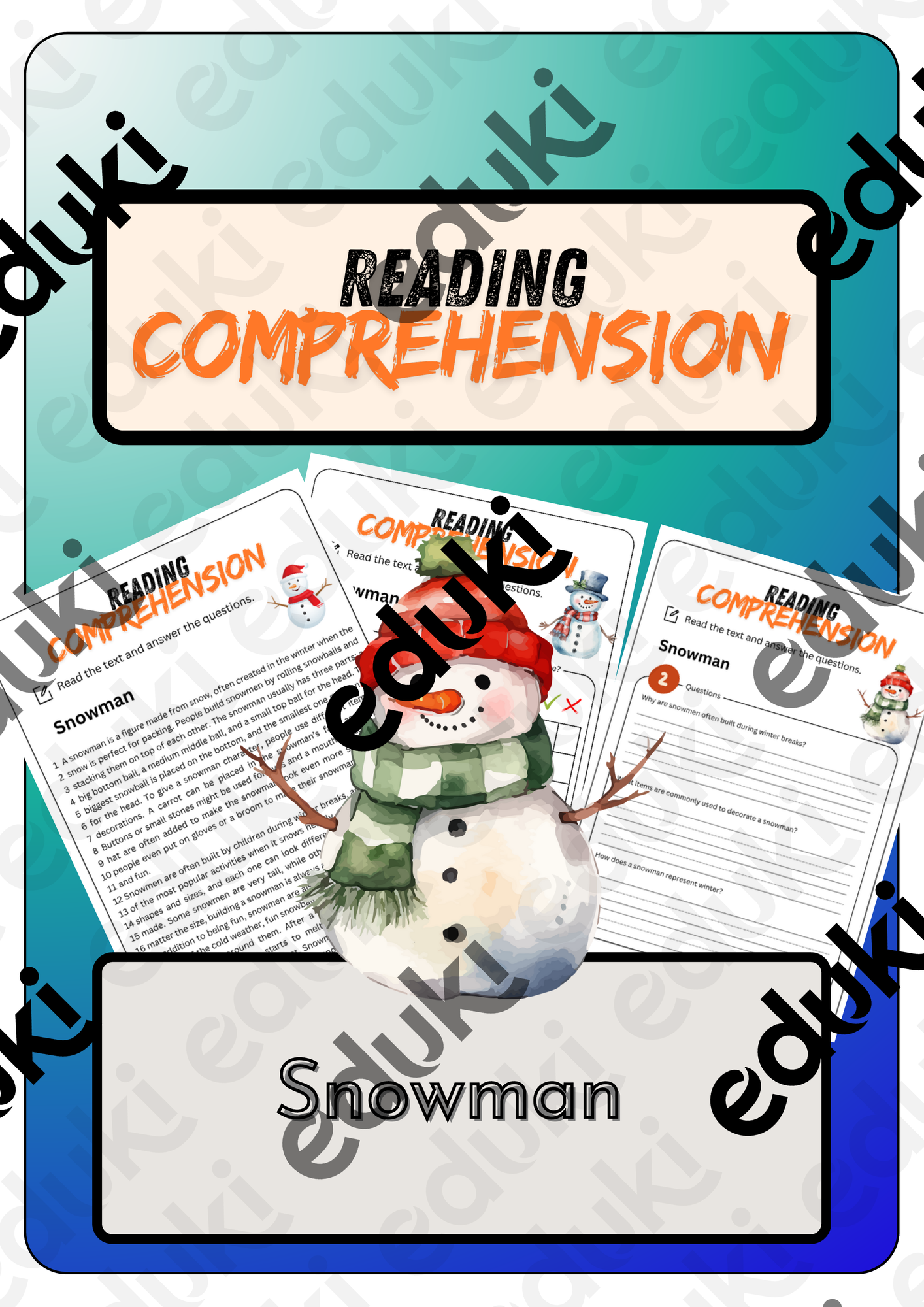 Reading Comprehension - Snowman + Solutions – Unterrichtsmaterial im ...