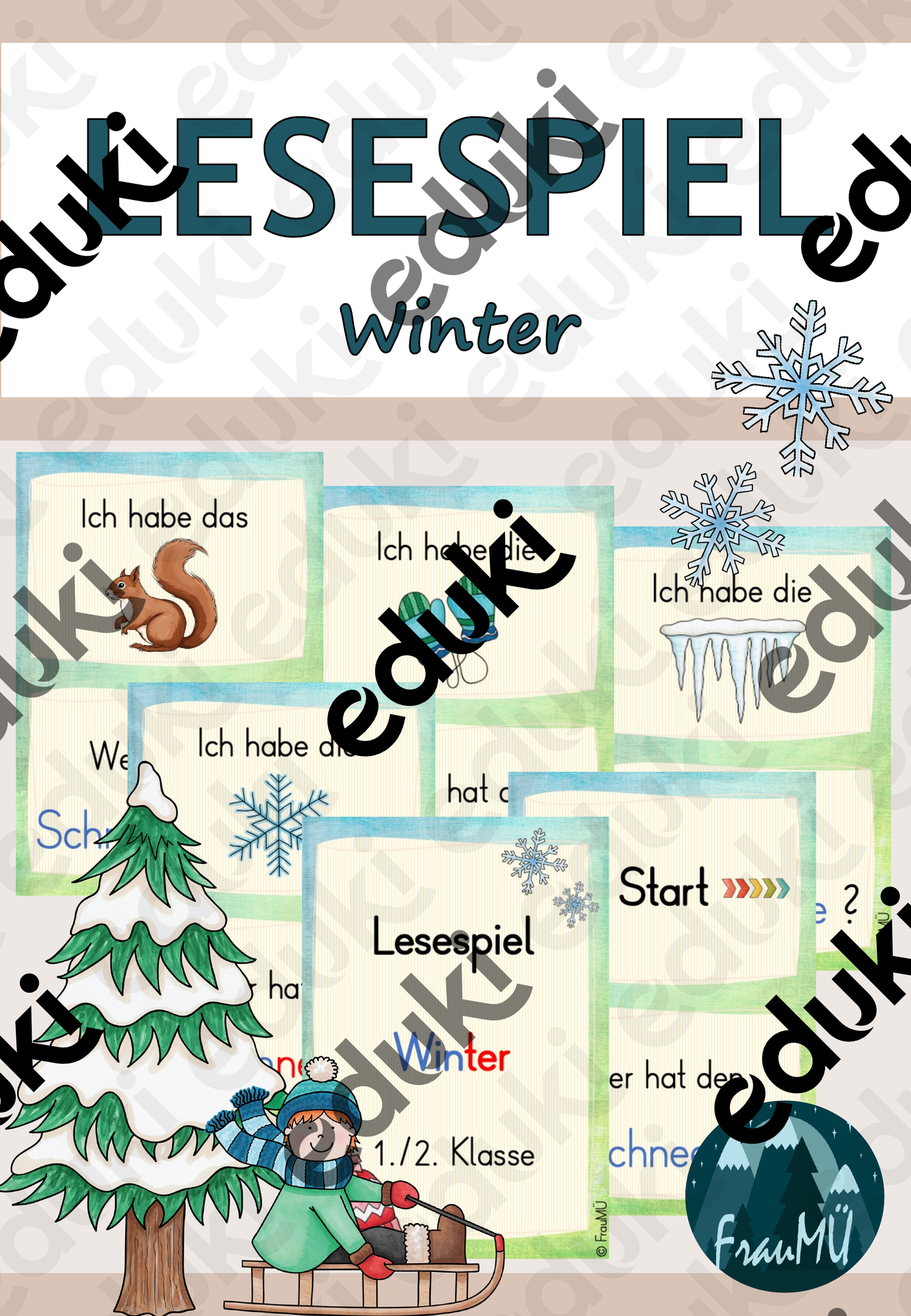 1./2.Klasse: Lesespiel Winter – Unterrichtsmaterial in den Fächern