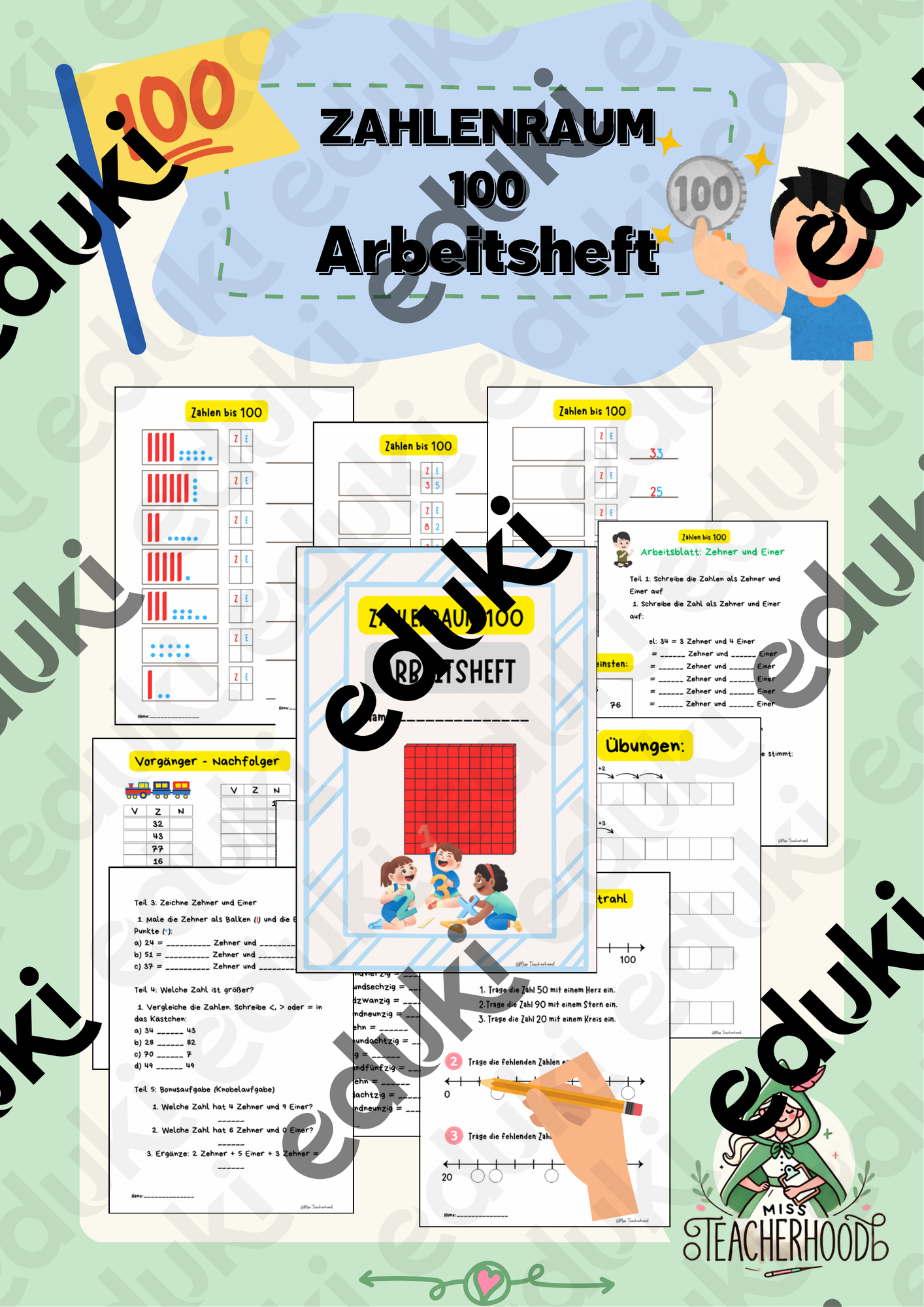 Zahlenraum 100 - Arbeitsheft 📖 – Unterrichtsmaterial im Fach Mathematik