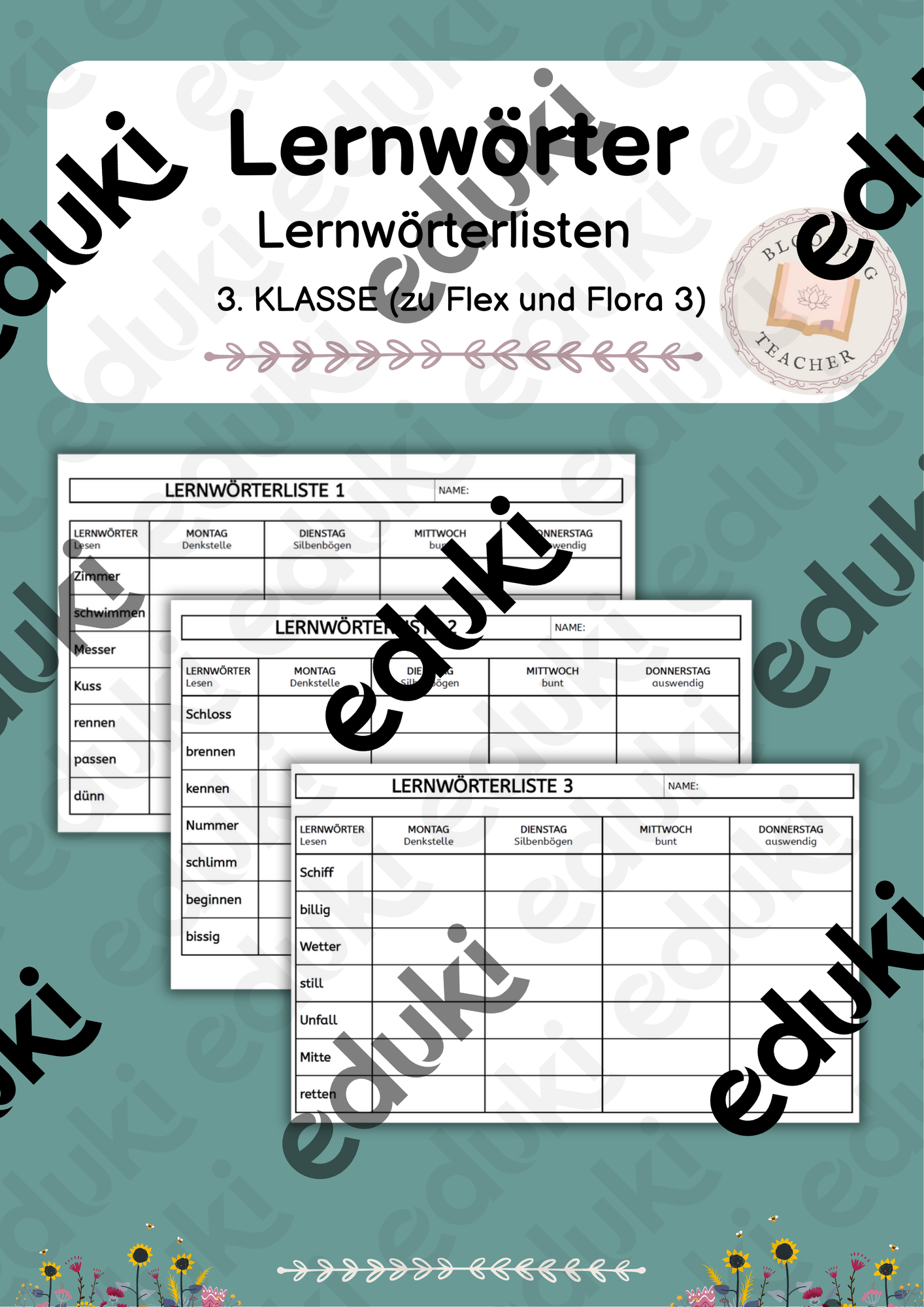LERNWÖRTER: 30 Lernwörterlisten - 3. Klasse (Flex und Flora 3