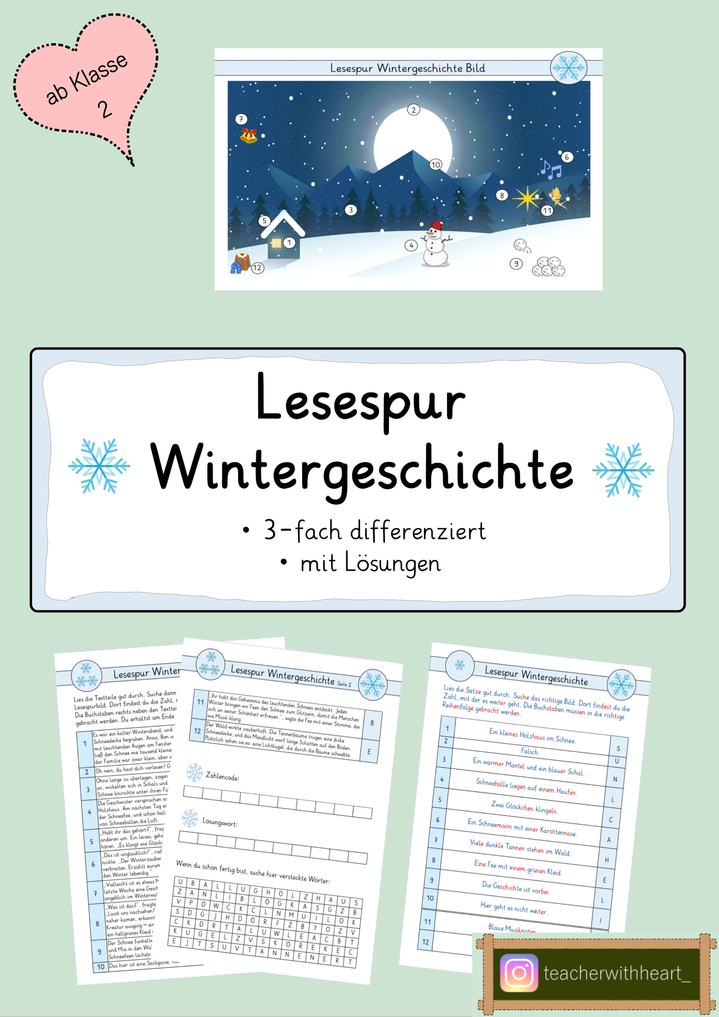 Lesespur Wintergeschichte – Unterrichtsmaterial im Fach Deutsch