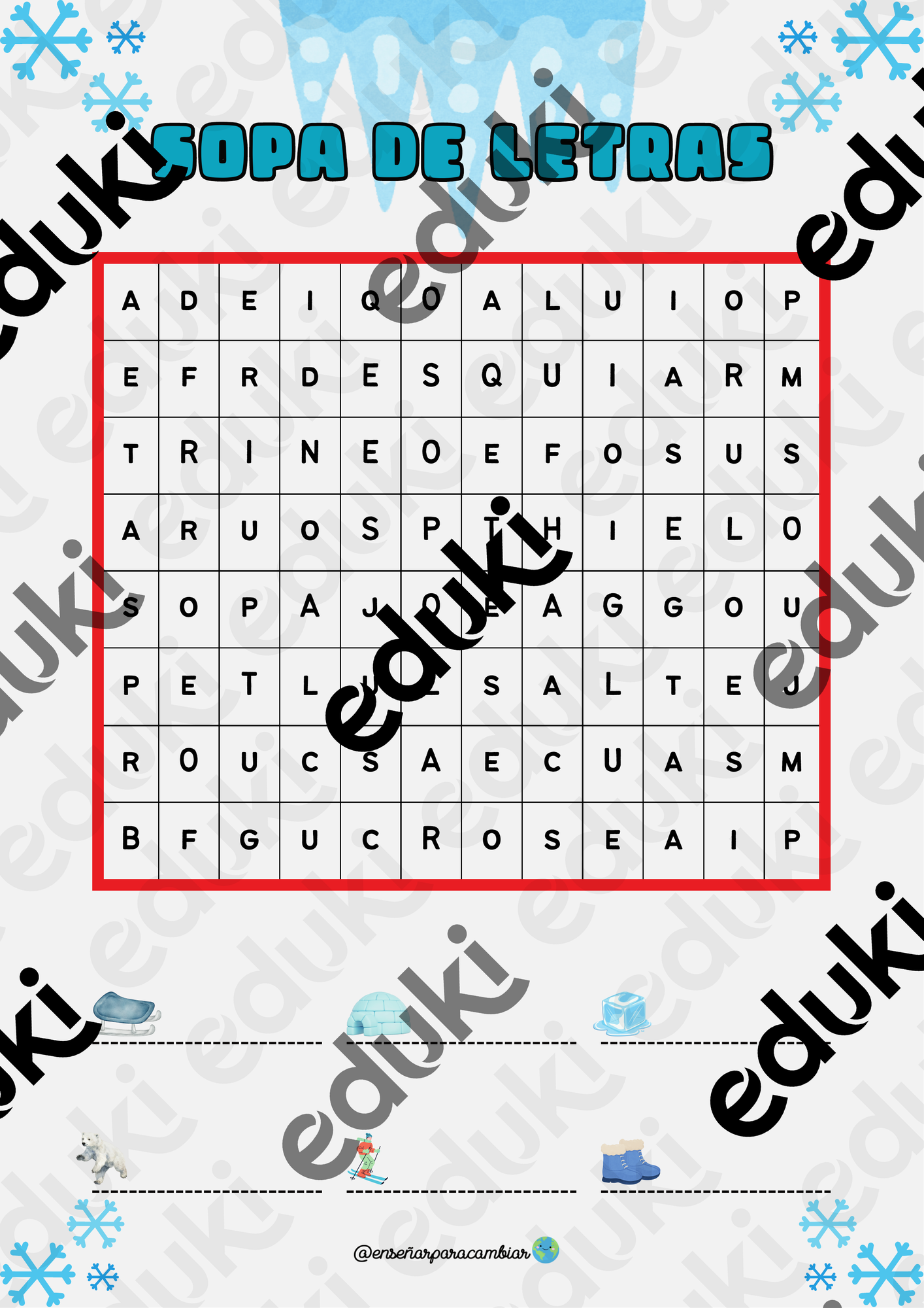Sopa de letras invierno - material de la siguiente asignatura Lengua y ...