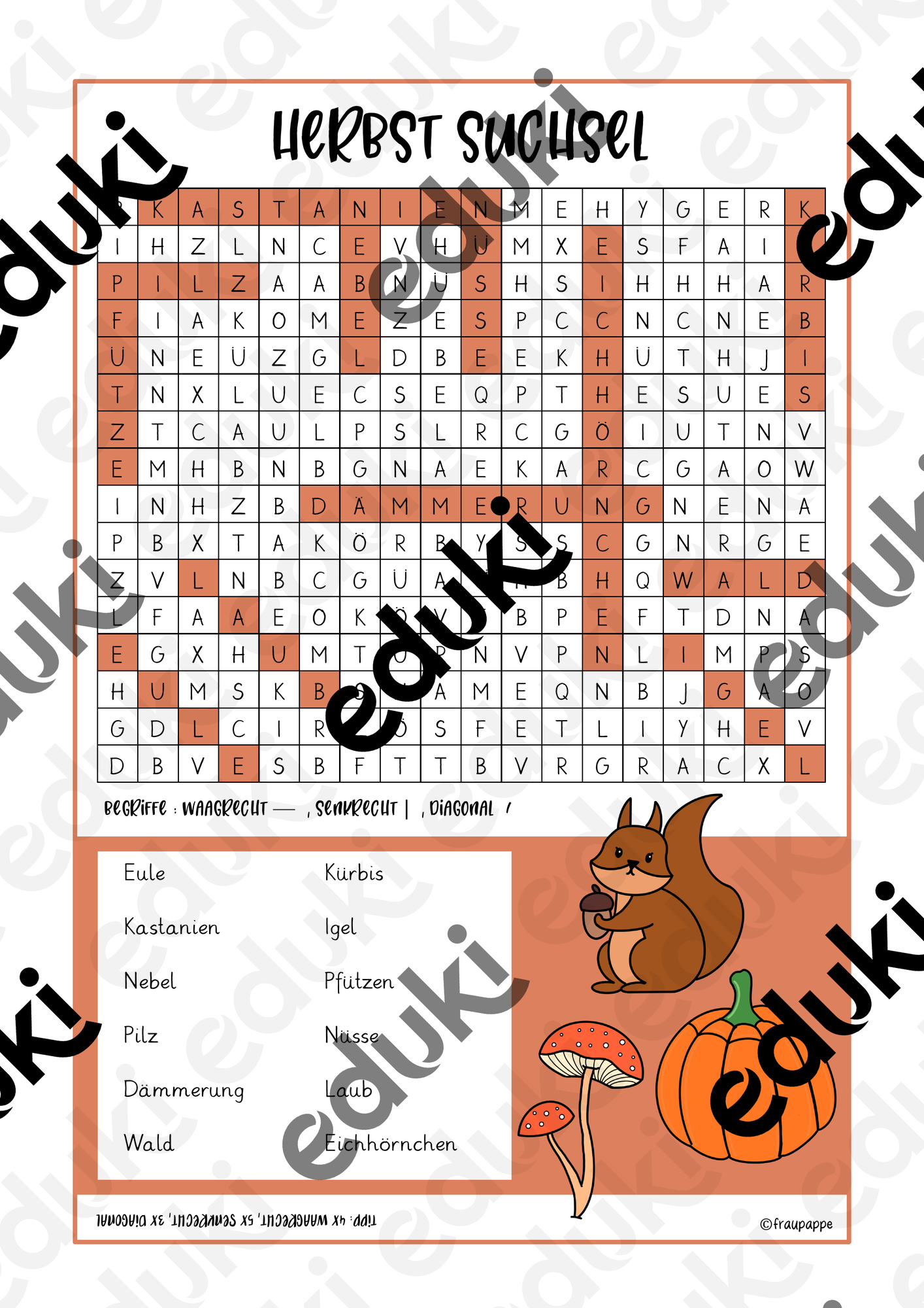 Herbst Suchsel / Buchstabengitter – Unterrichtsmaterial im Fach Deutsch