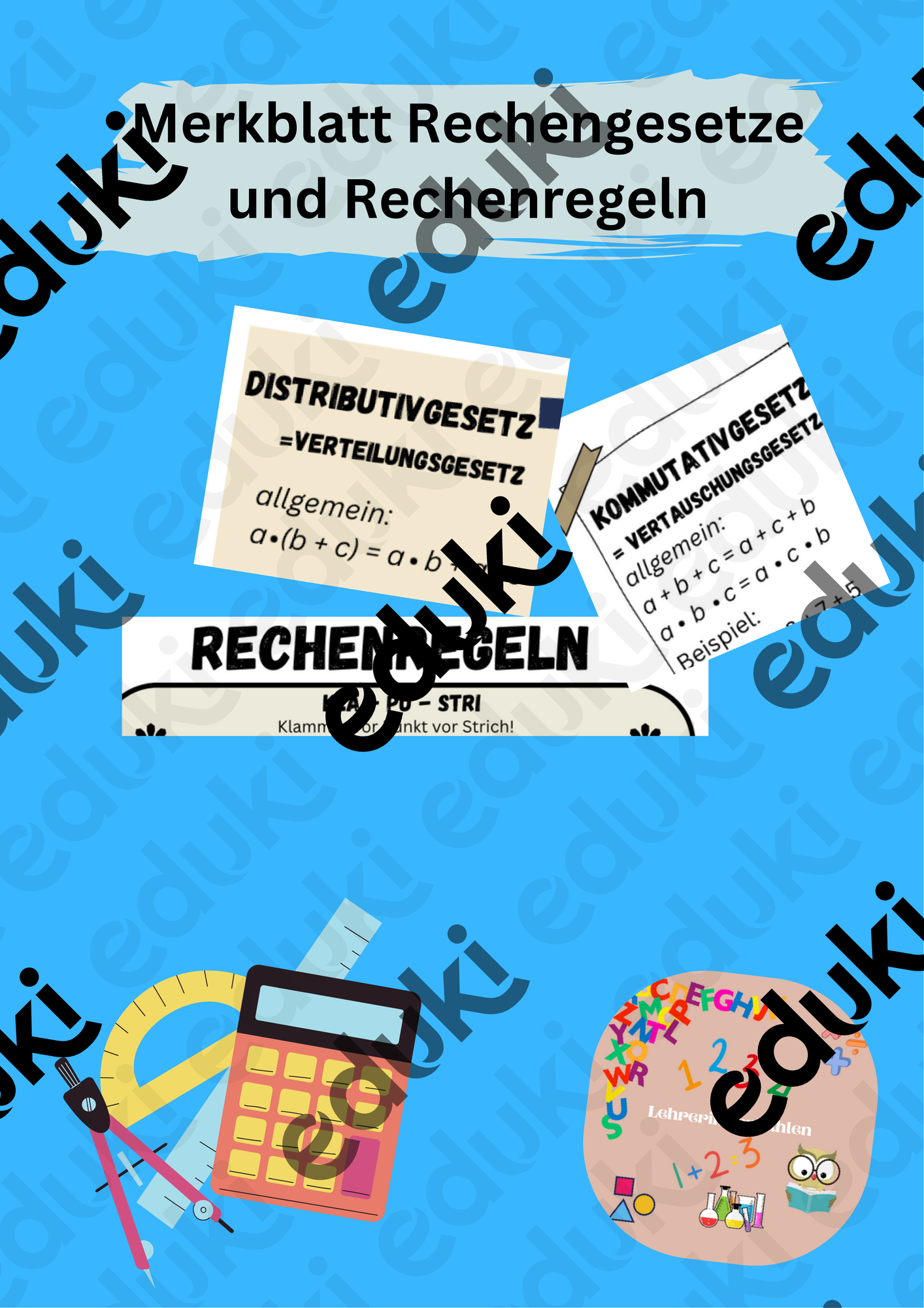 Rechengesetze und Rechenregeln Merkblatt – Unterrichtsmaterial im Fach ...