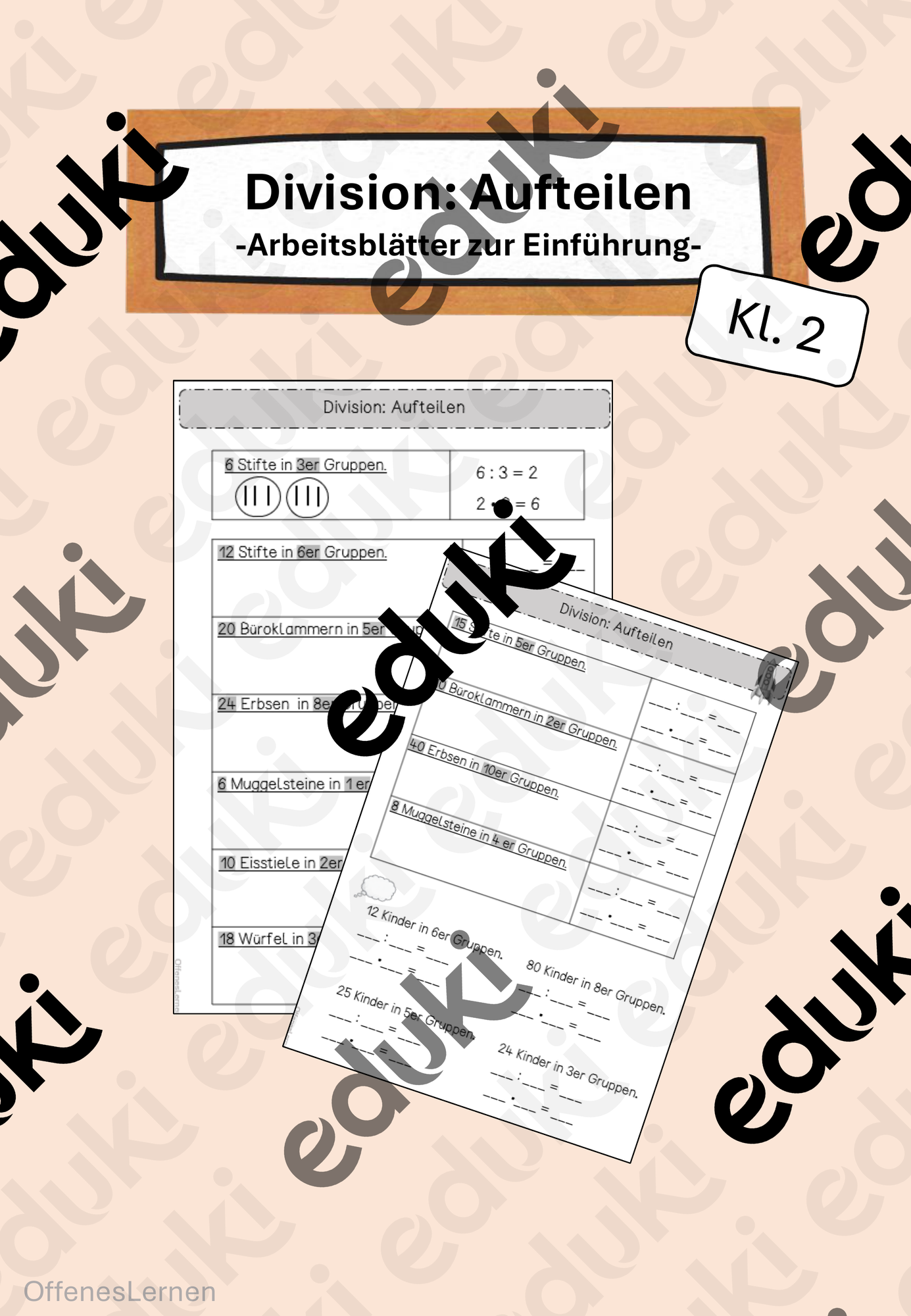 Arbeitsblätter Einführung Division – Unterrichtsmaterial im Fach Mathematik