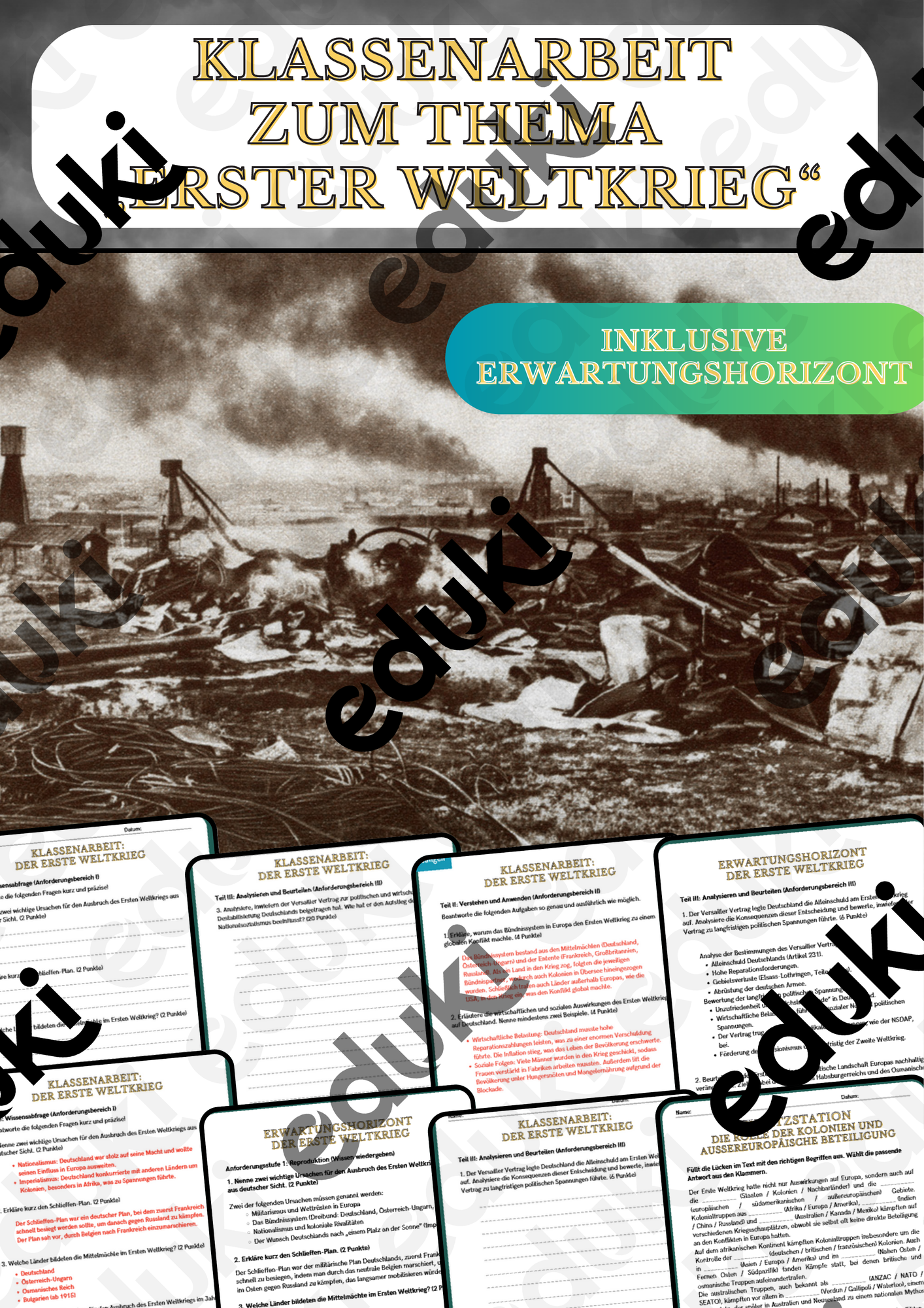 Klassenarbeit zum Ersten Weltkrieg: Ursachen und Folgen