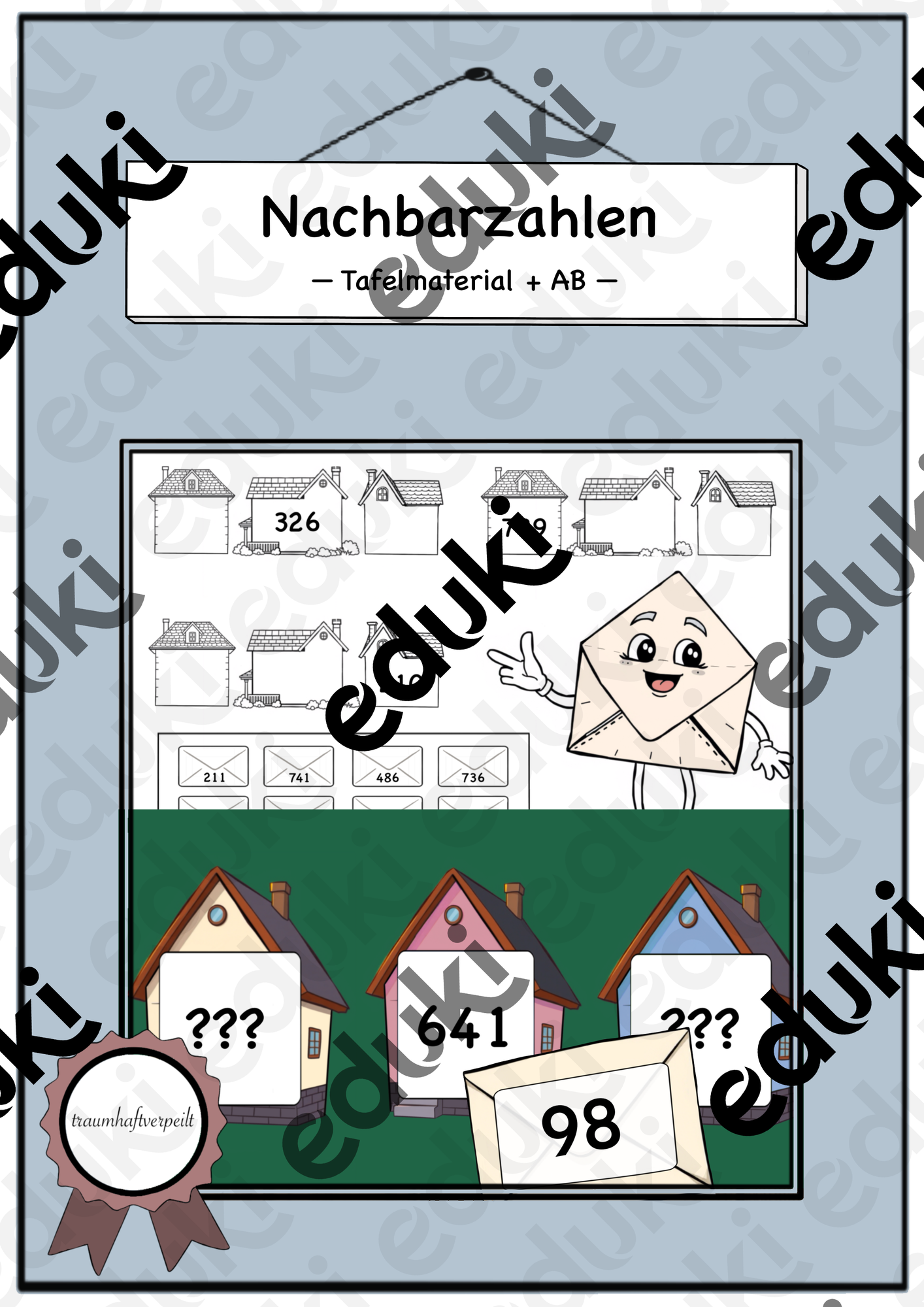 Nachbarzahlen (Tafel + Arbeitsblätter) – Unterrichtsmaterial im Fach