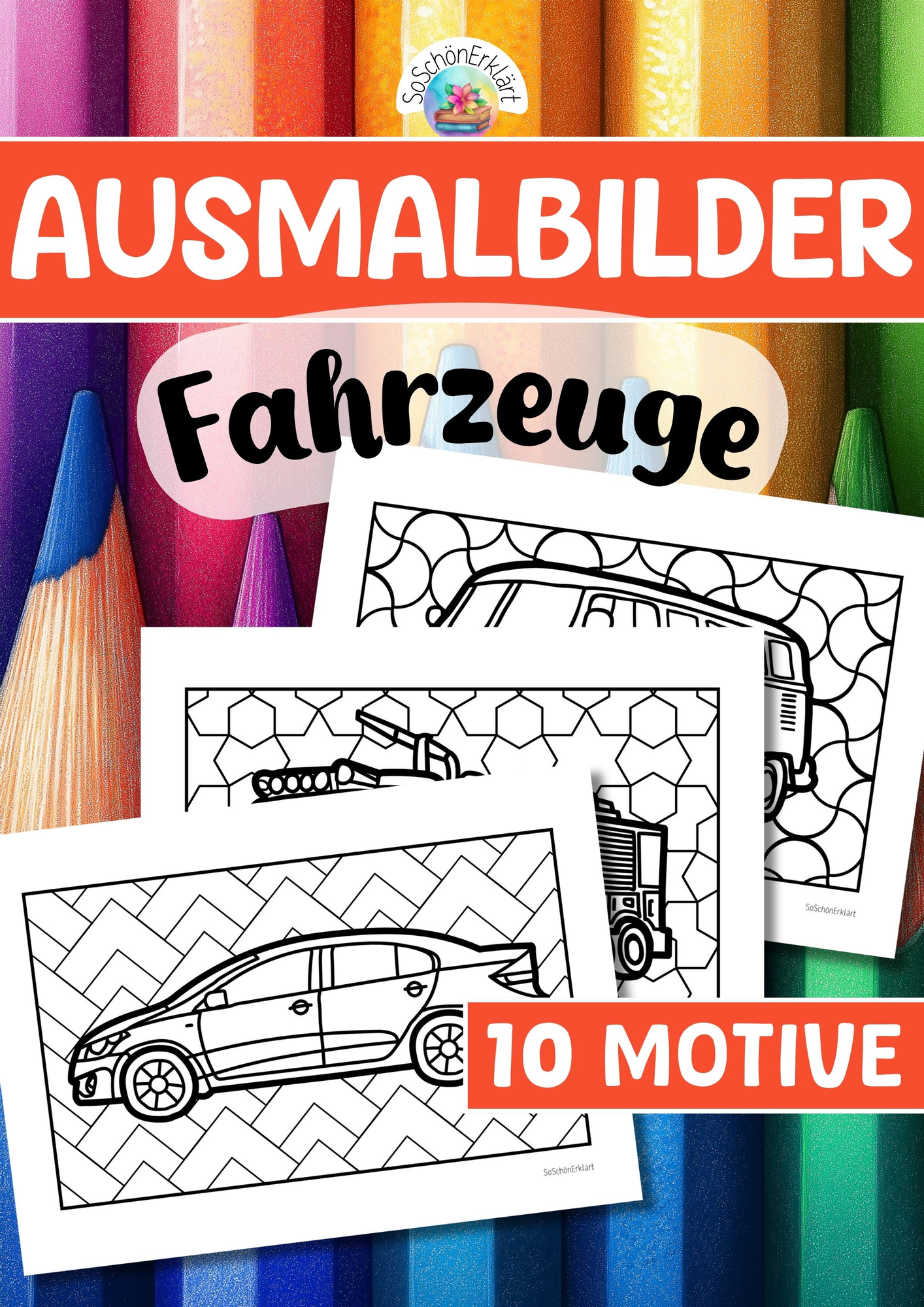 Ausmalbilder - Fahrzeuge – Unterrichtsmaterial in den Fächern Kunst