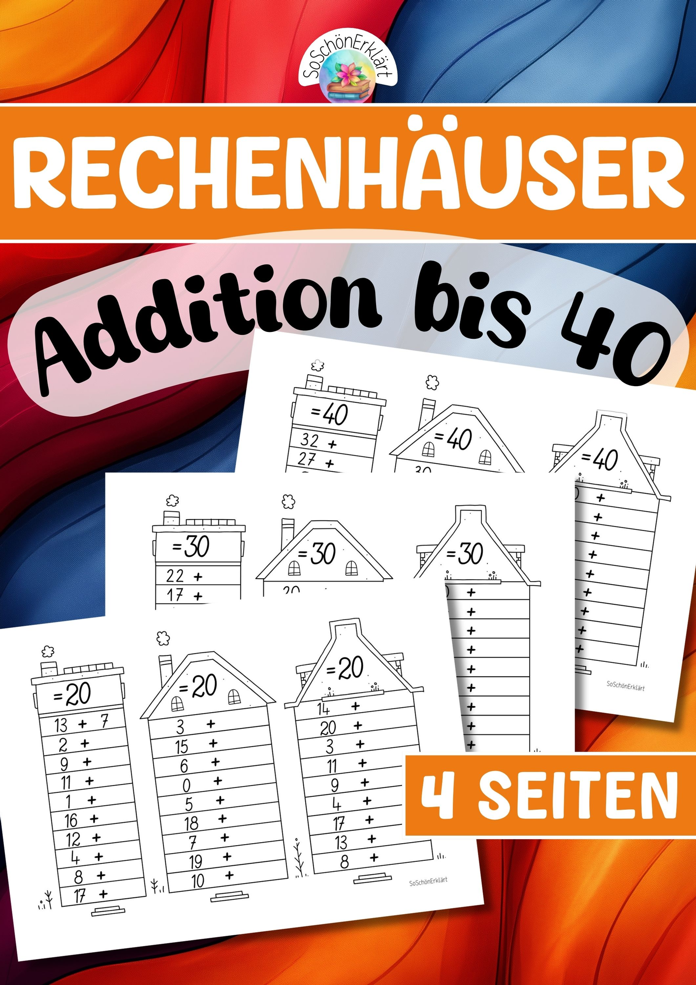 Rechenhäuser - Addition bis 40 – Unterrichtsmaterial im Fach Mathematik