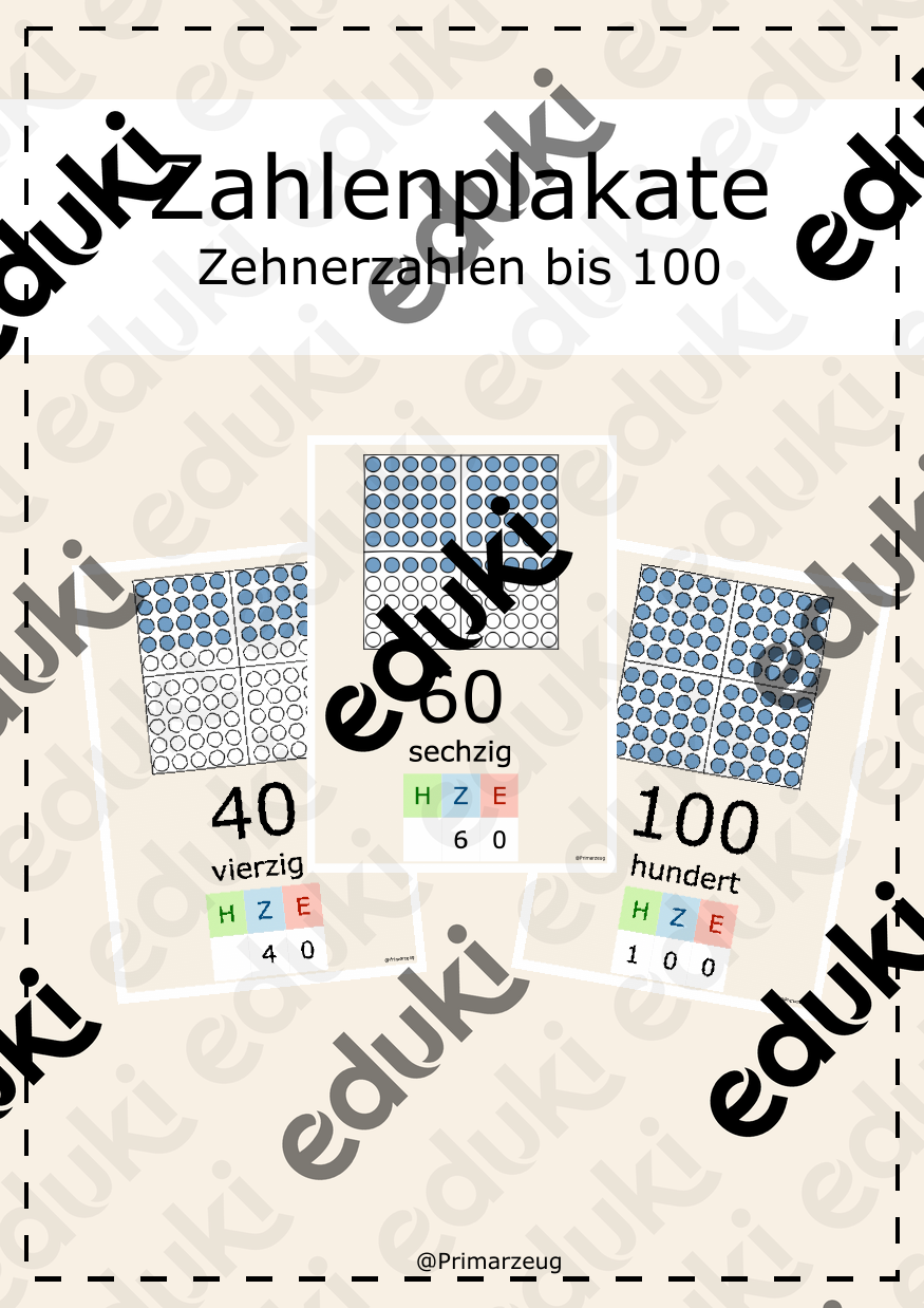 Zahlenplakate Zehnerzahlen Zahlenraum 100 – Unterrichtsmaterial im Fach