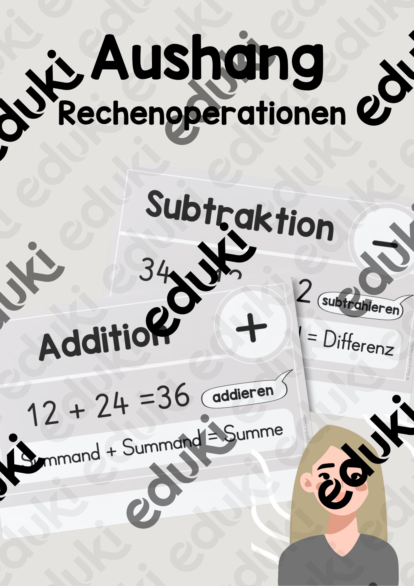Aushang/ Tafelmaterial Rechenoperationen – Unterrichtsmaterial im Fach