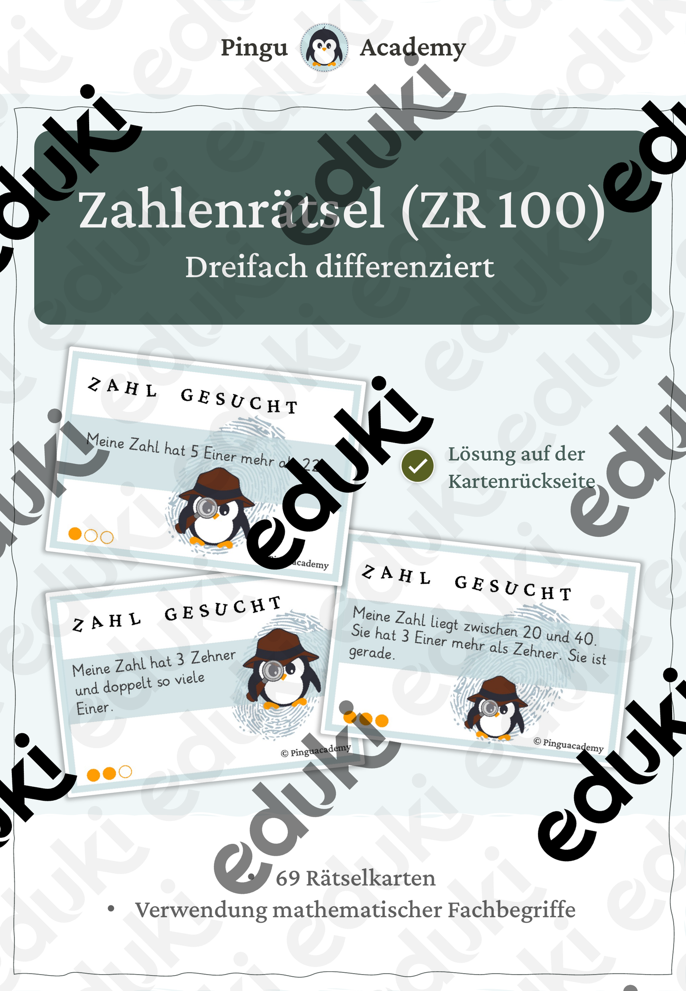 Zahlenrätsel im Zahlenraum 100 – Unterrichtsmaterial im Fach Mathematik