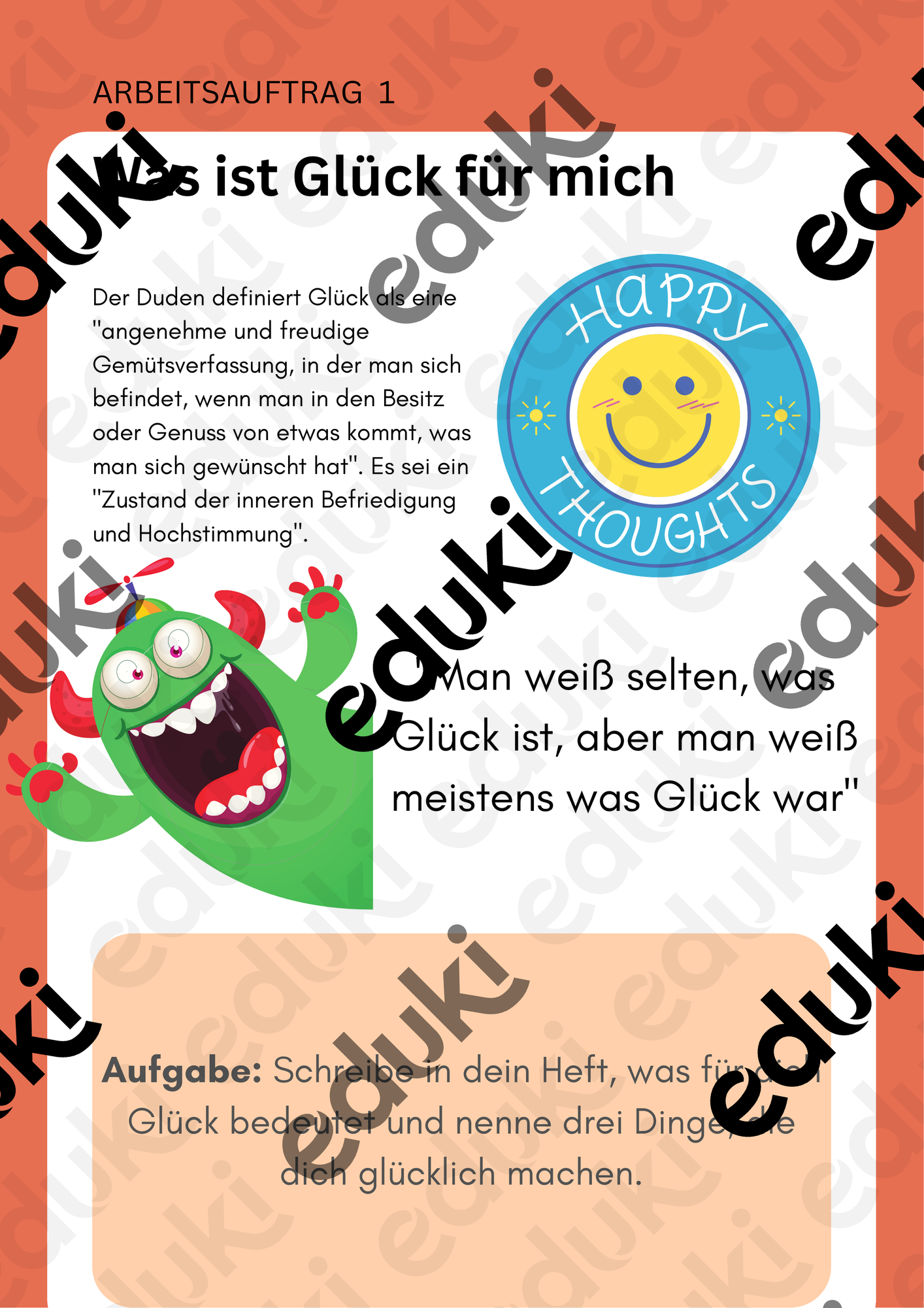 Stationsbetrieb zum Thema "Glck  Unterrichtsmaterial in den Fchern Ethik  & Werte und Normen & Religion