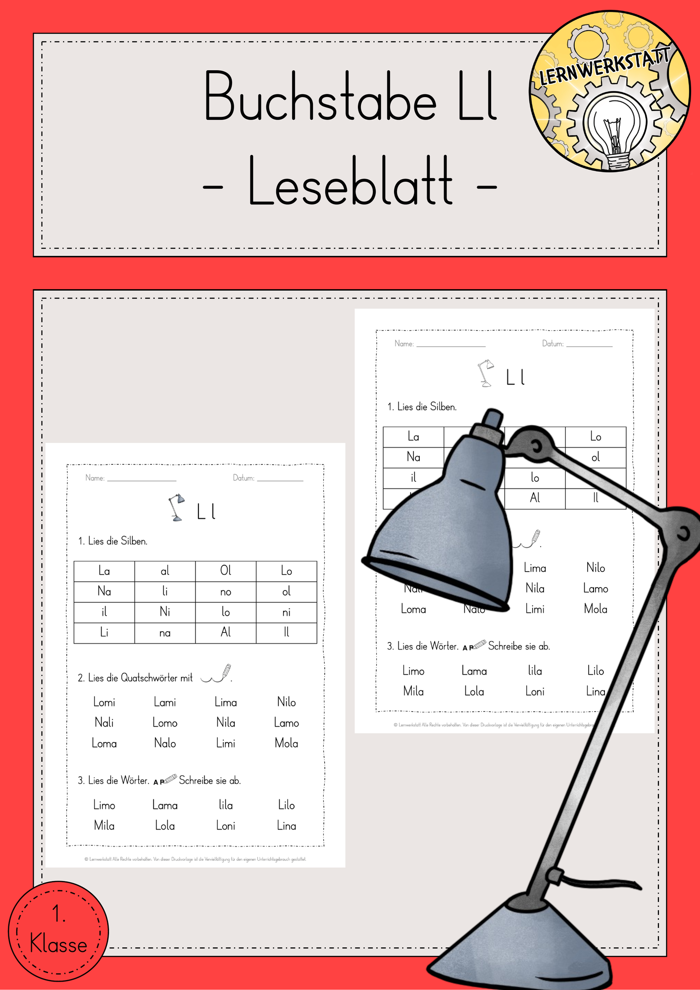 Leseblatt Ll Klasse 1 – Unterrichtsmaterial im Fach Deutsch