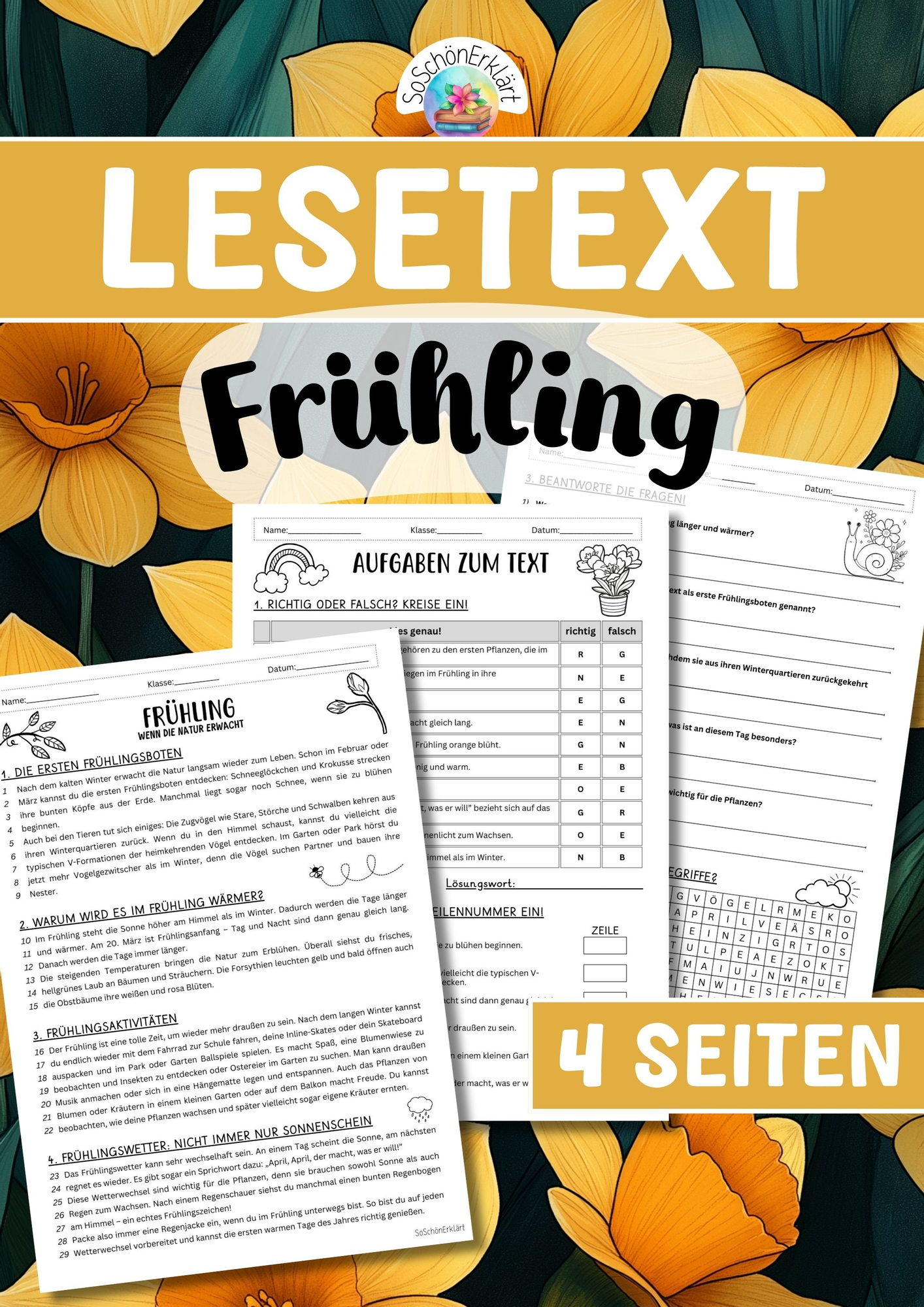 Lesetext - Frühling – Unterrichtsmaterial in den Fächern Sachunterricht