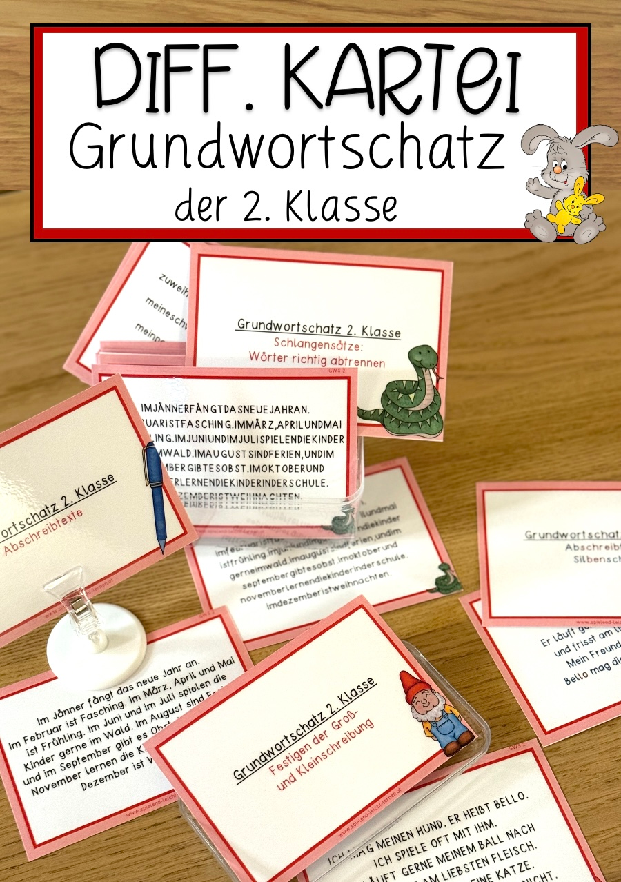 Differenzierte Kartei zum Grundwortschatz der 2. Klasse