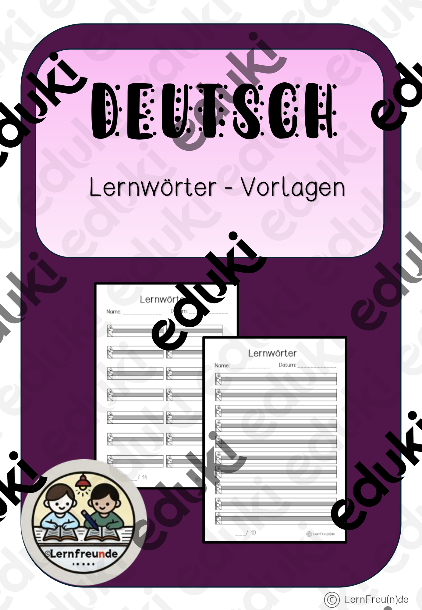 Lernwörter Vorlage – Unterrichtsmaterial im Fach Deutsch