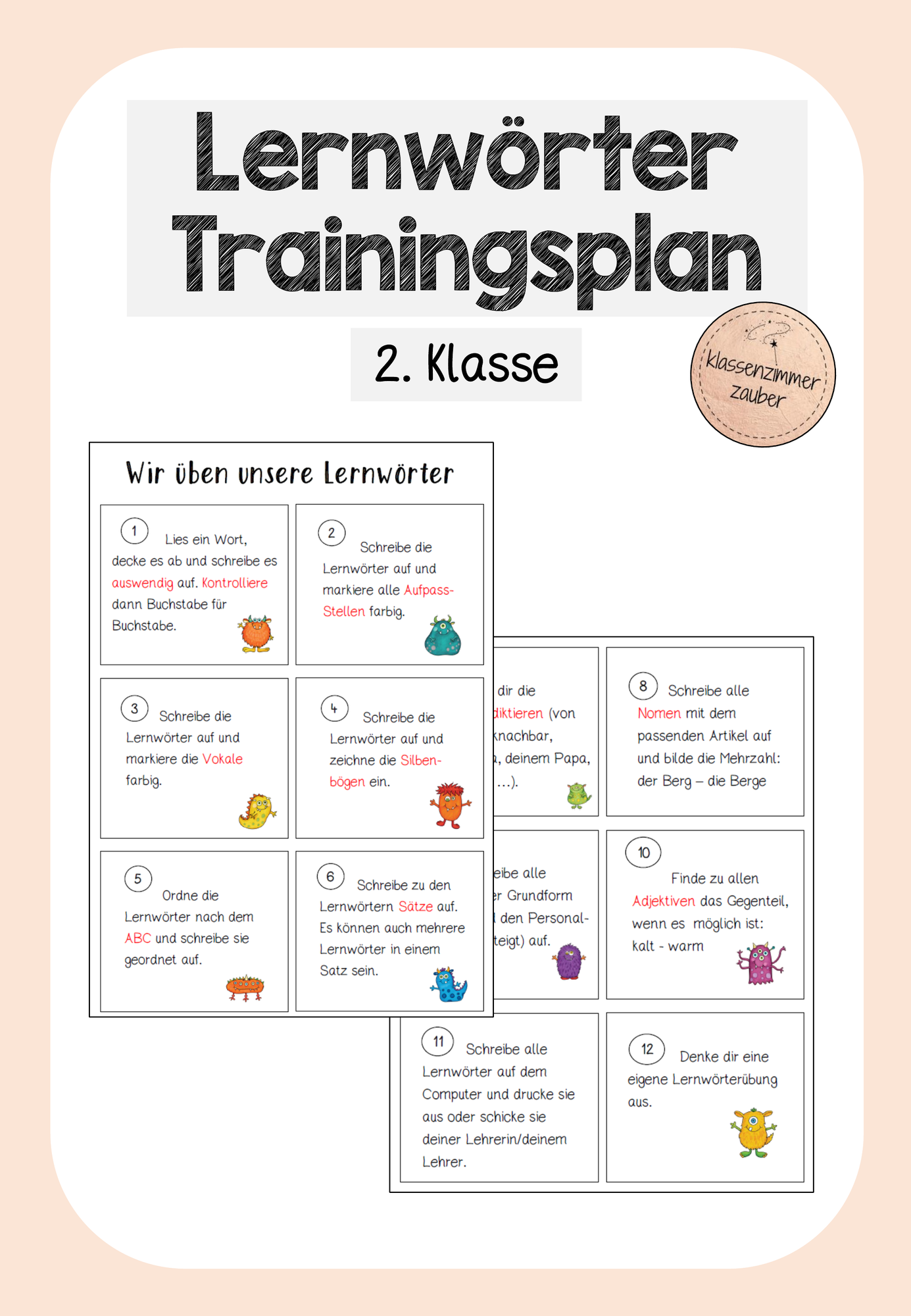 Lernwörter - Trainingsplan (2. Klasse) – Unterrichtsmaterial im Fach