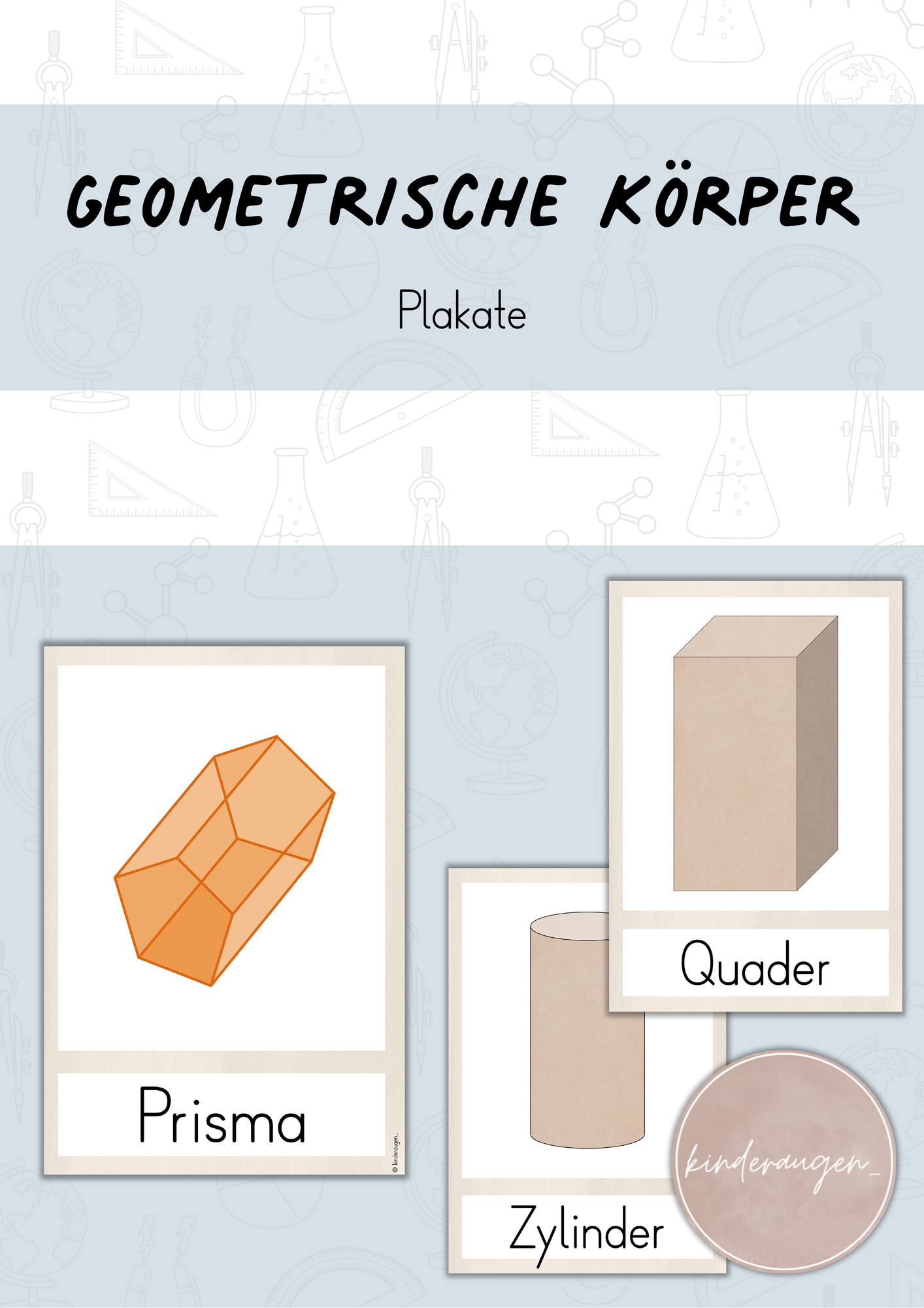 Geometrische Körper: Plakate (Würfel, Quader, Kugel, Zylinder ...