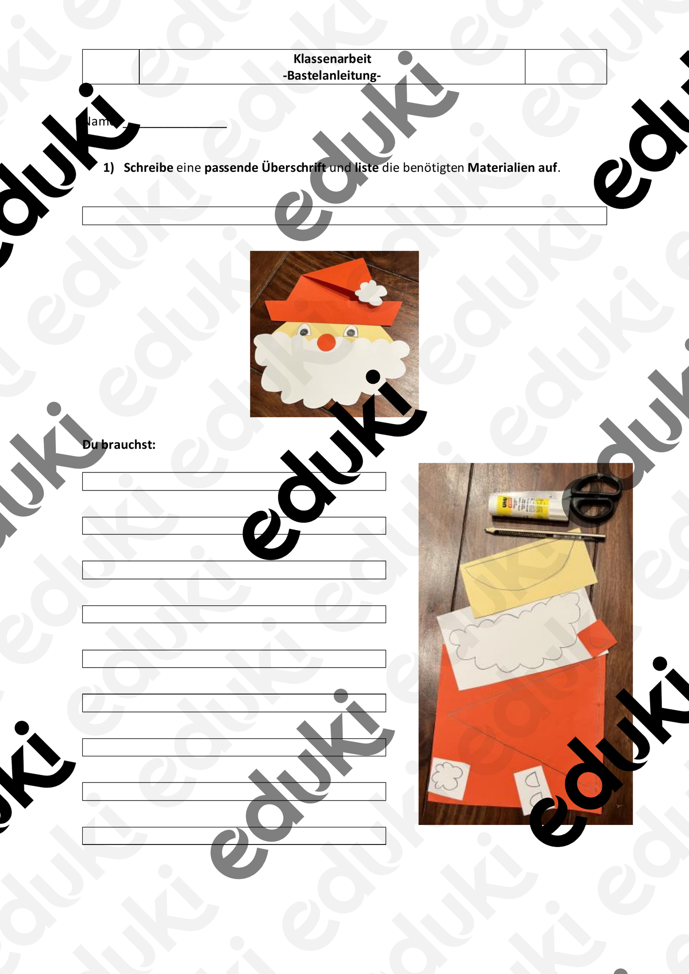Klassenarbeit Bastelanleitung – Unterrichtsmaterial im Fach Deutsch