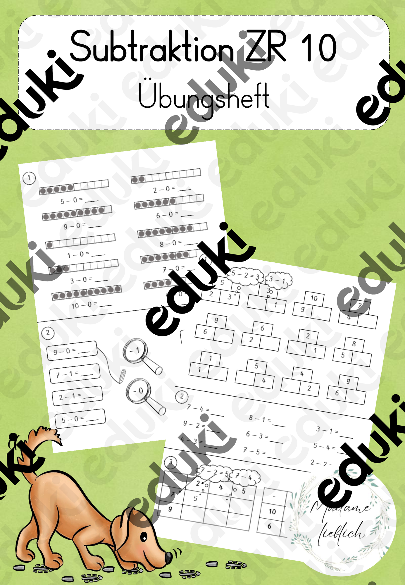 Subtraktion bis 10 - Übungsheft – Unterrichtsmaterial im Fach Mathematik