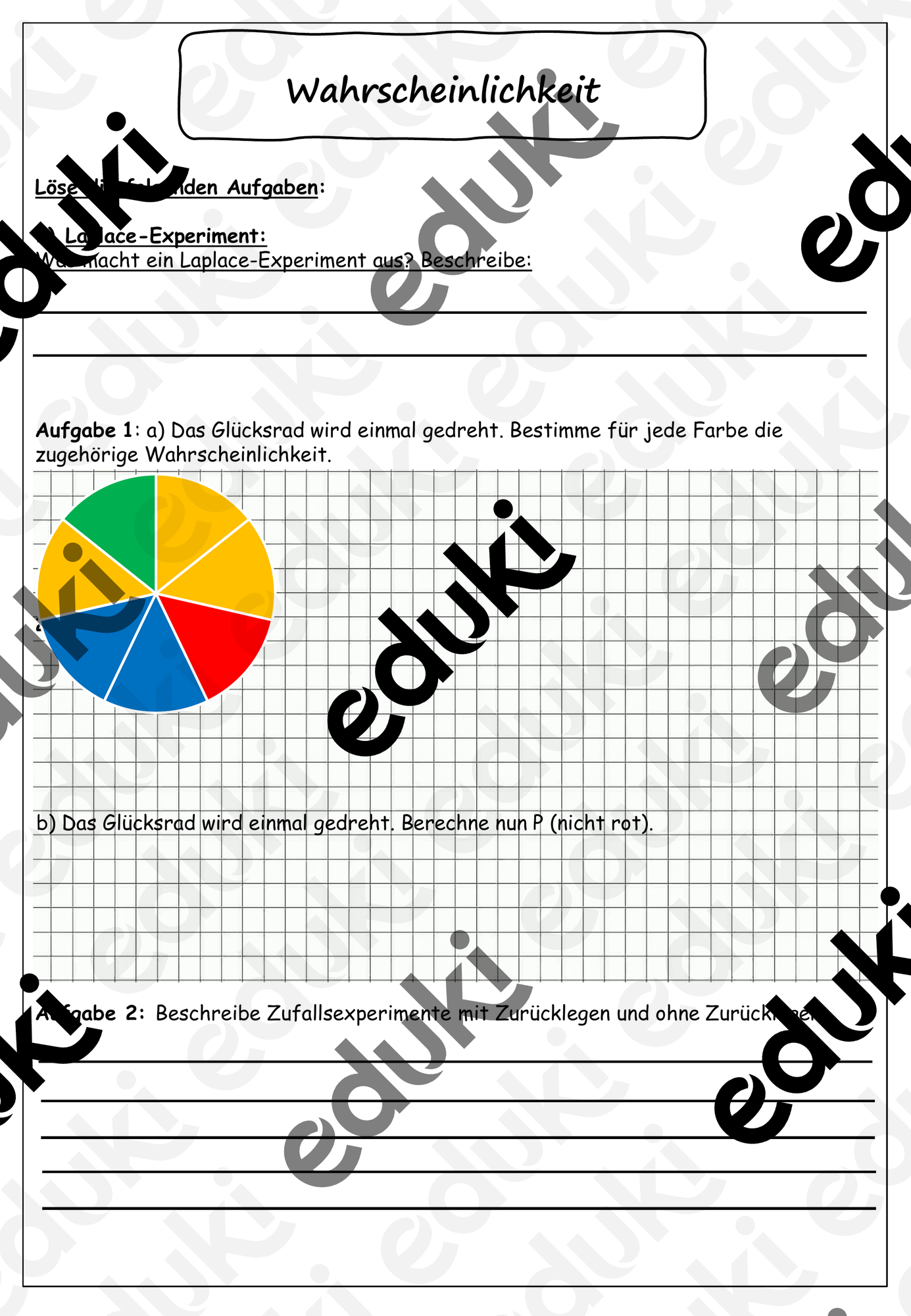 Arbeitsblatt Zufall und Wahrscheinlichkeit – Unterrichtsmaterial im