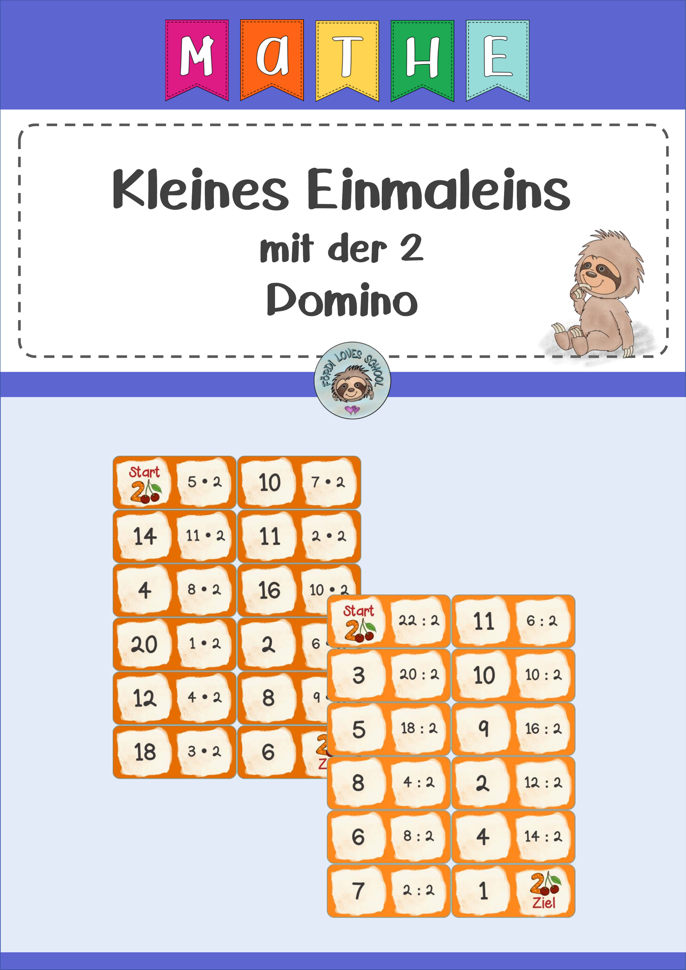 Domino Einmaleins mit 2 – Unterrichtsmaterial im Fach Mathematik