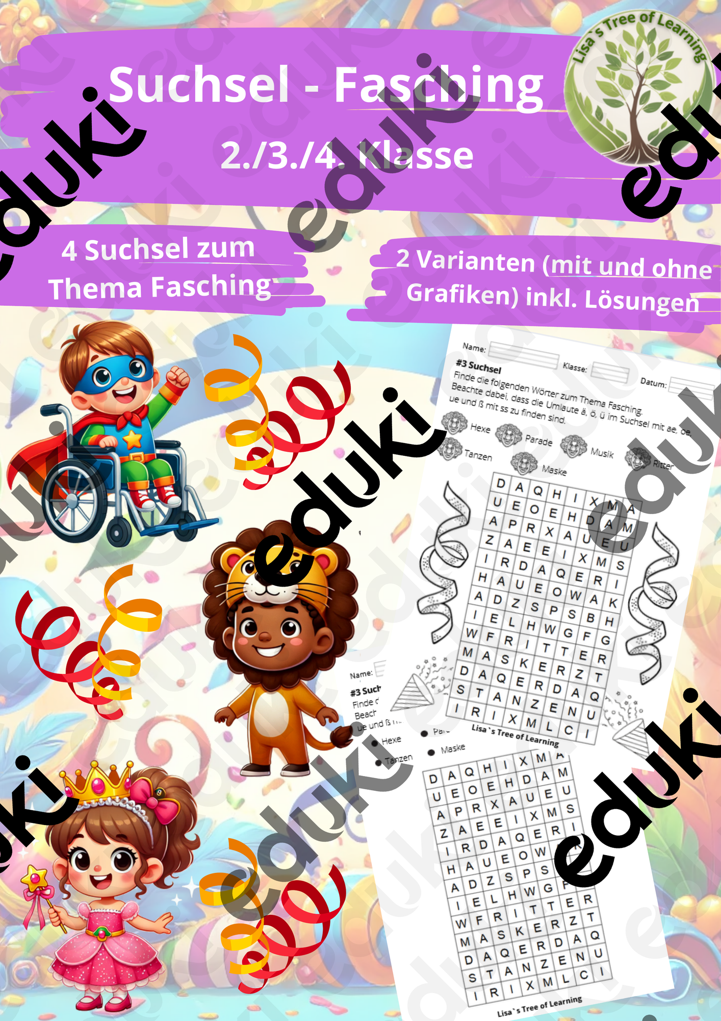 Suchsel - Fasching/Karneval (2.-4.Klasse) – Unterrichtsmaterial im Fach