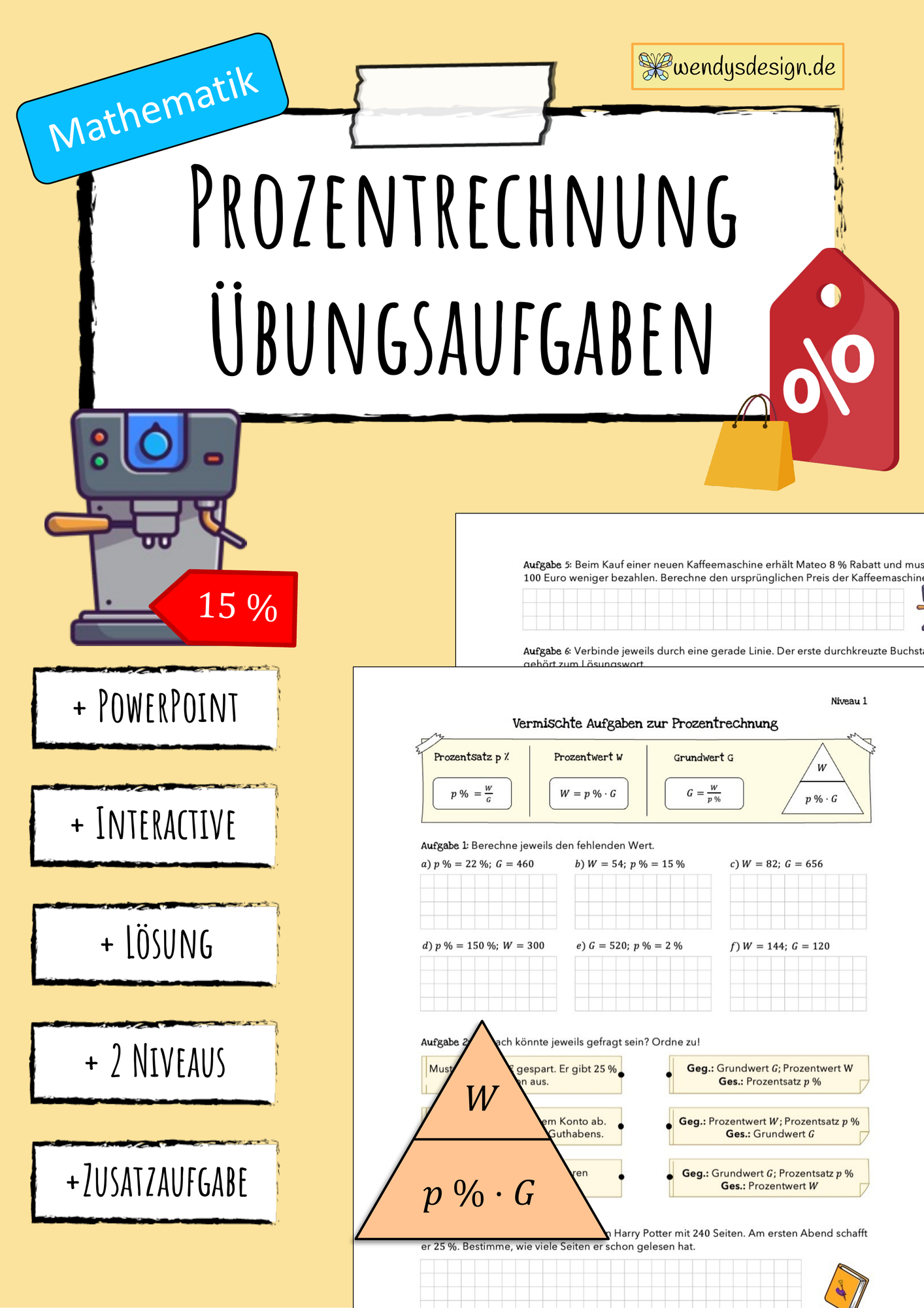 PROZENTRECHNUNG: Vermischte Übungsaufgaben (Übungsblatt