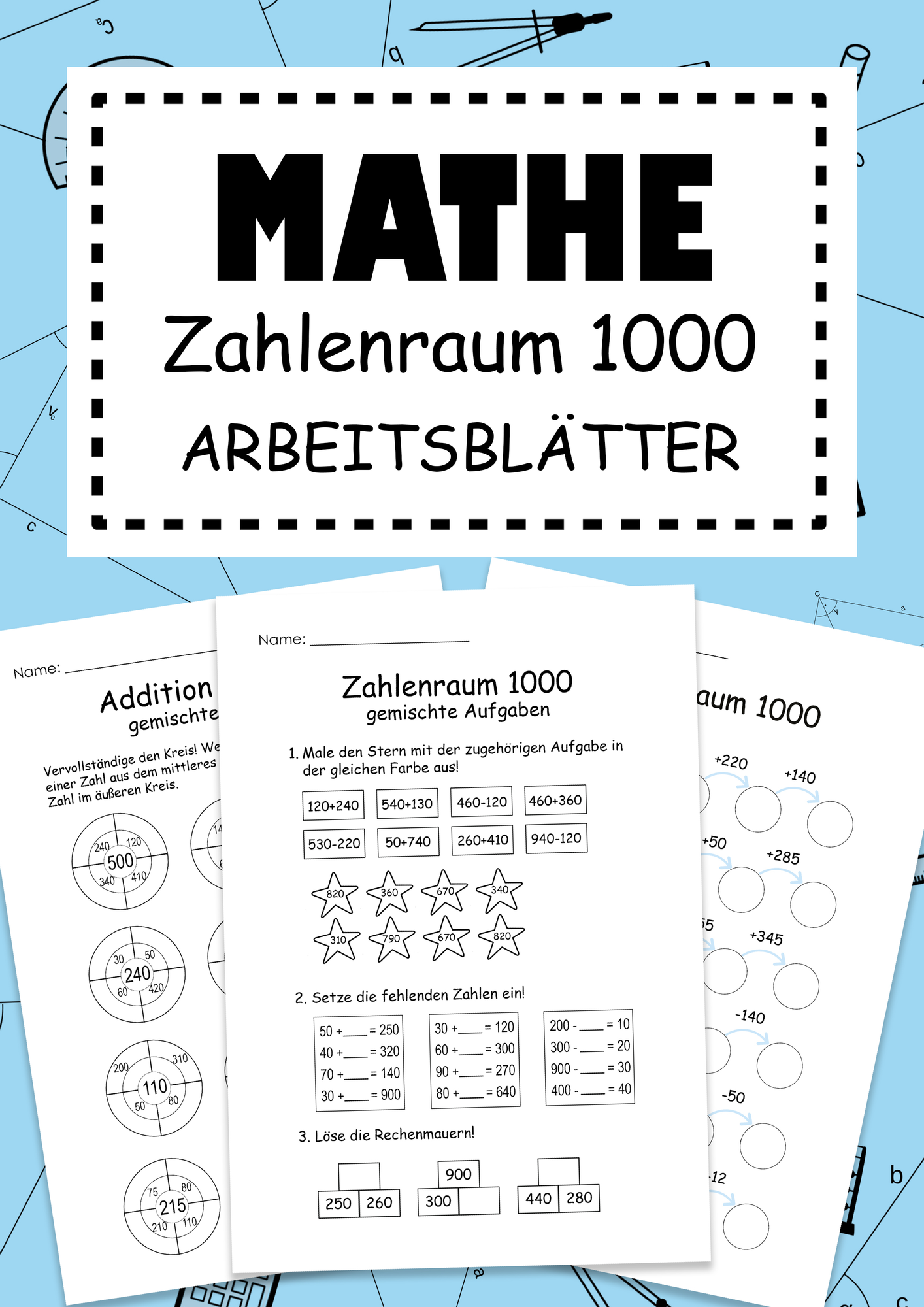 Arbeitsblätter Zahlenraum 1000 Addition und Subtraktion