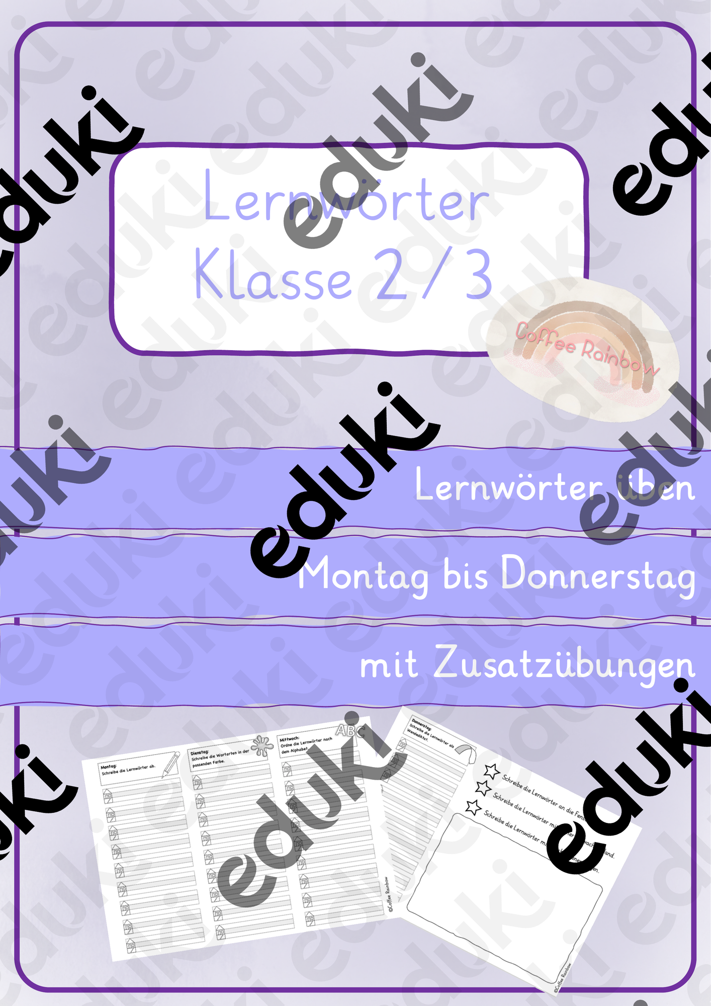 Lernwörter Klasse 2, 3 Coffee Rainbow – Unterrichtsmaterial im Fach Deutsch
