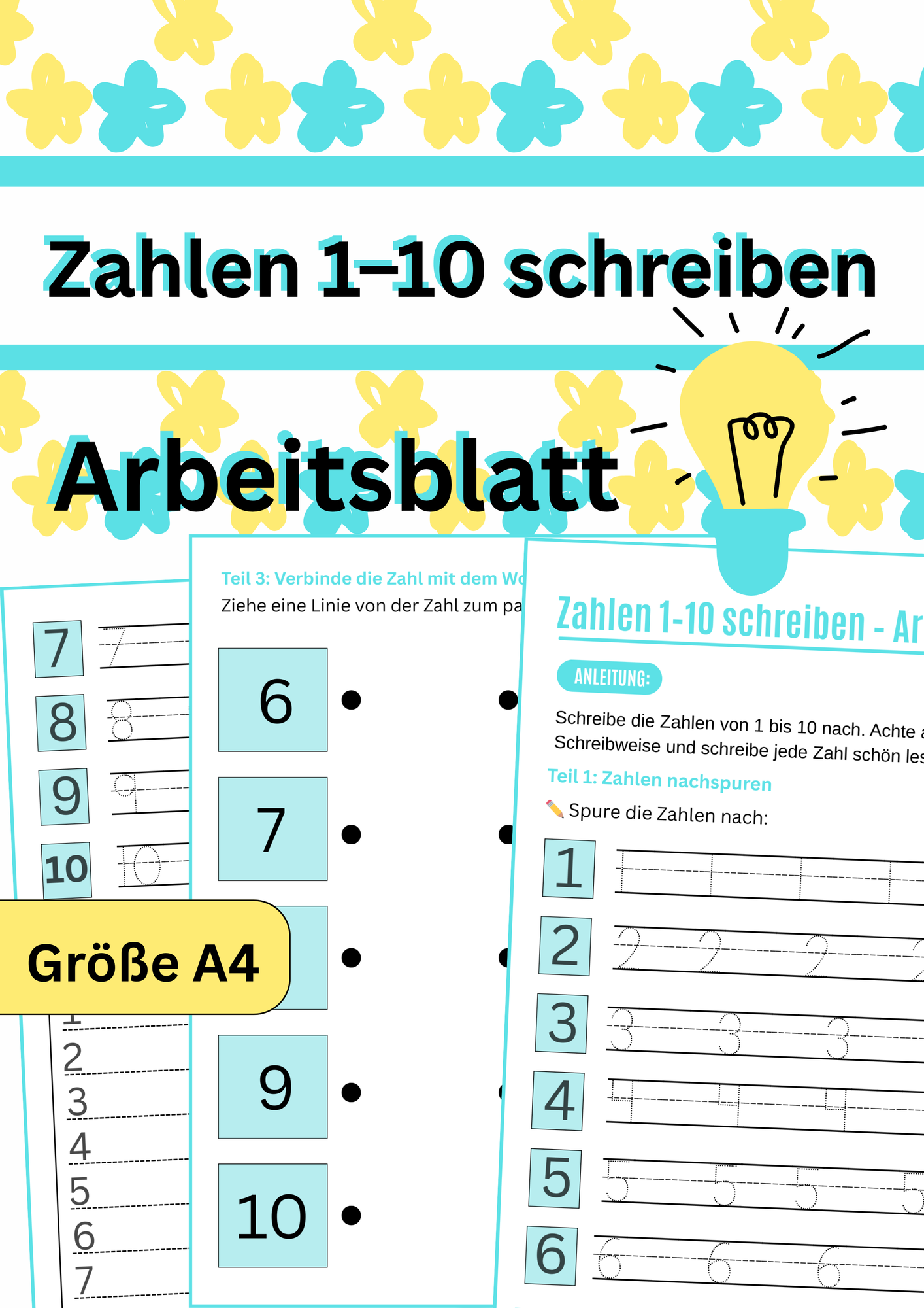Zahlen 1–10 schreiben – 1. Klasse Arbeitsblätter – Unterrichtsmaterial