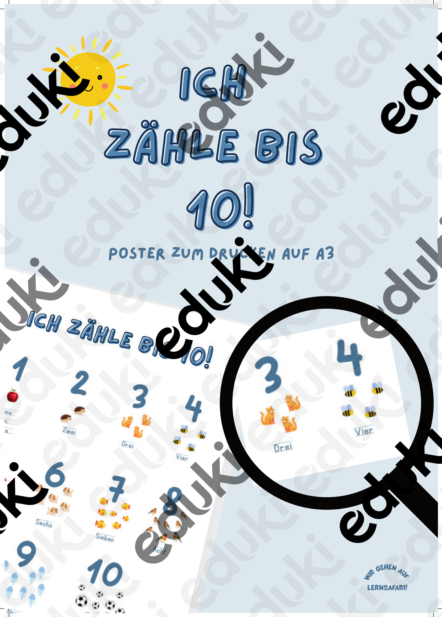 Ich zähle bis 10! - Poster A3 – Unterrichtsmaterial im Fach Mathematik