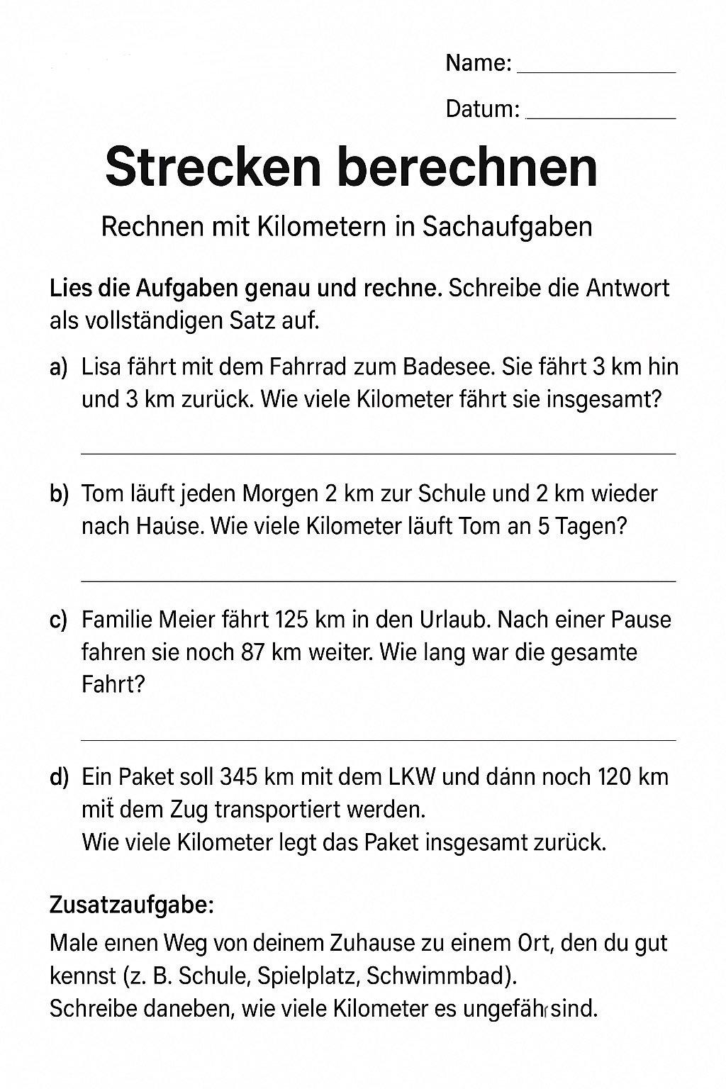 Strecken Berechnen