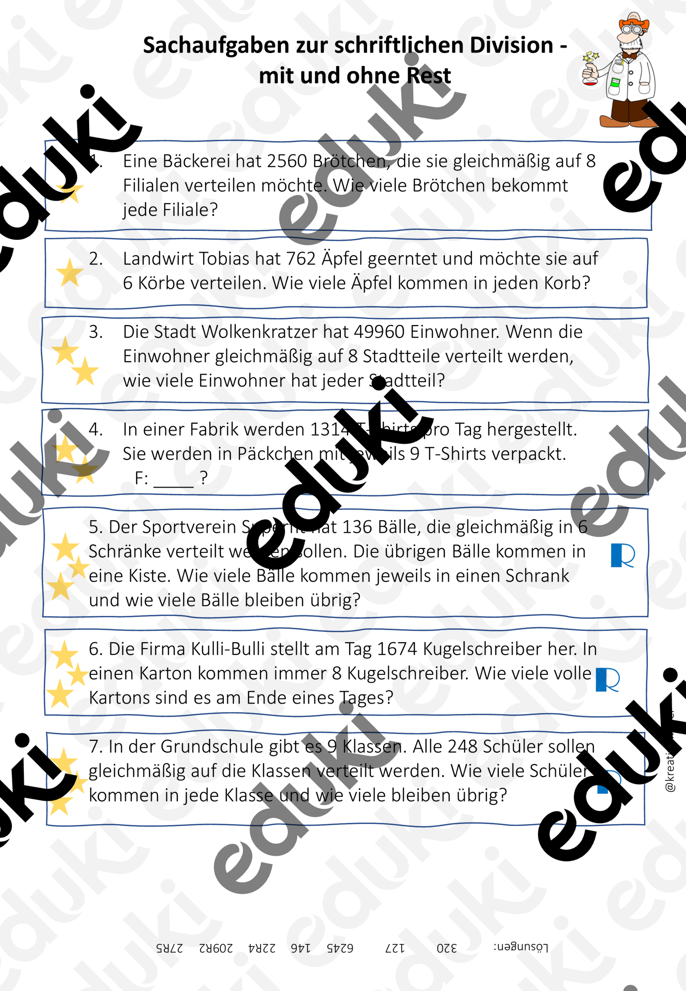 Sachaufgaben zur schriftliche Division – Unterrichtsmaterial im Fach
