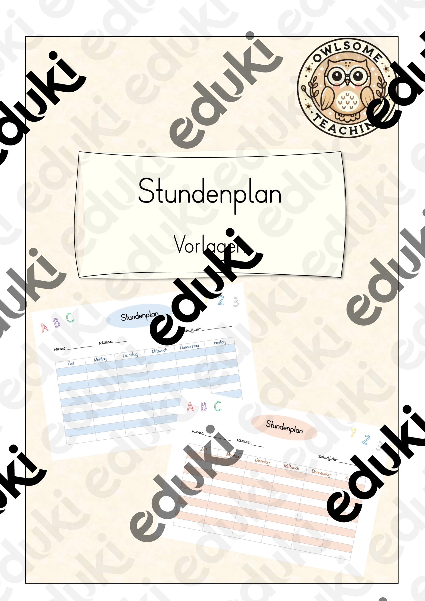 Stundenplan: Vorlagen zum Eintragen – Unterrichtsmaterial im Fach ...