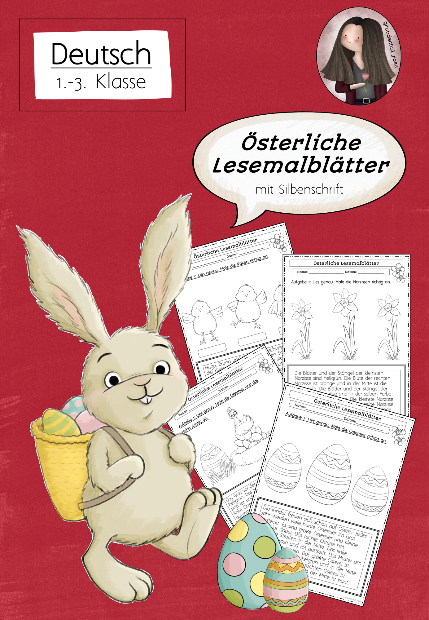 Lesemalblätter Ostern Klasse 1 bis 2 – Unterrichtsmaterial in den