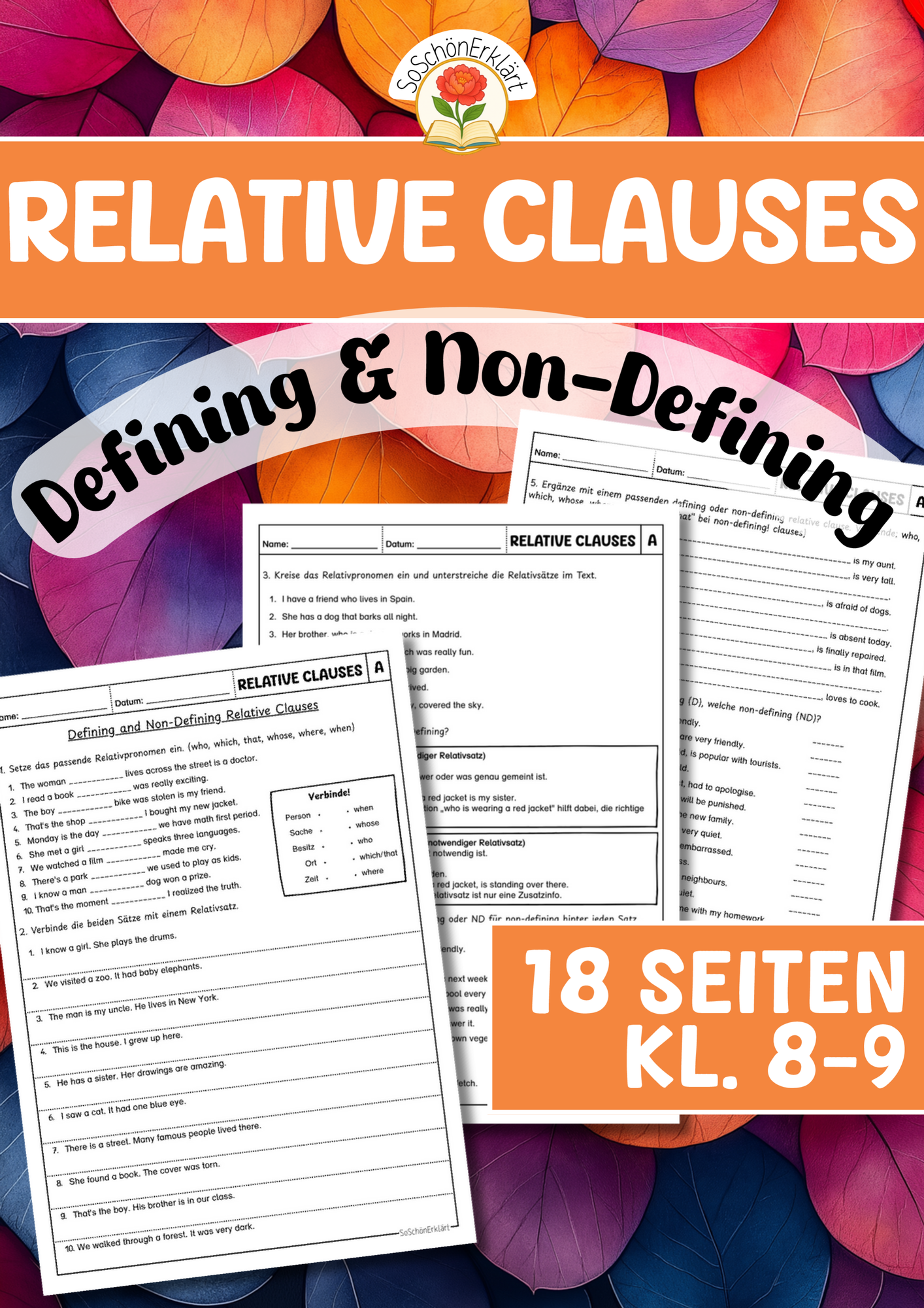 Defining and Non-Defining Relative Clauses (Klasse 8-9 ...