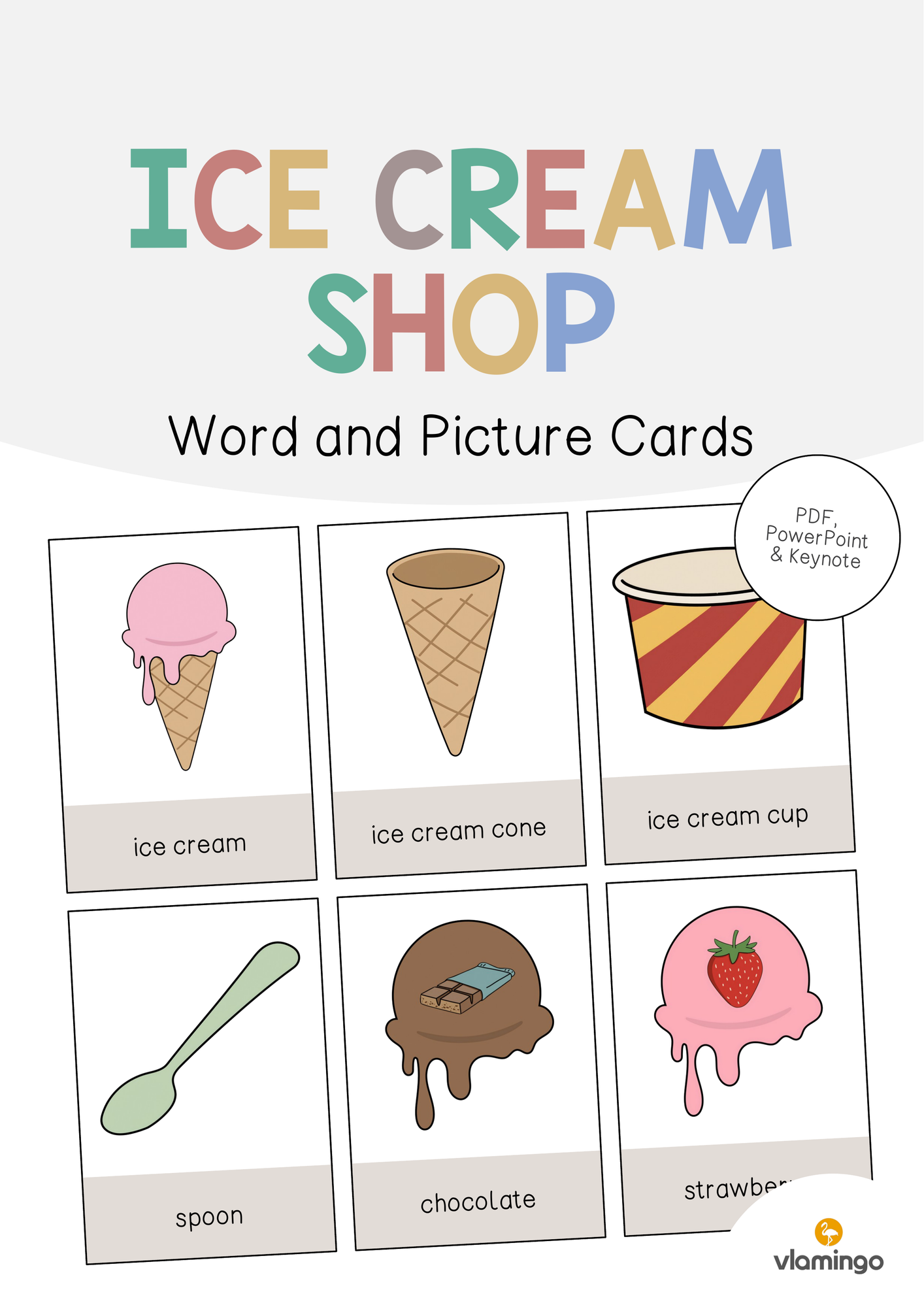 Ice Cream Shop Heladería: Word and Picture Cards (Tarjetas con