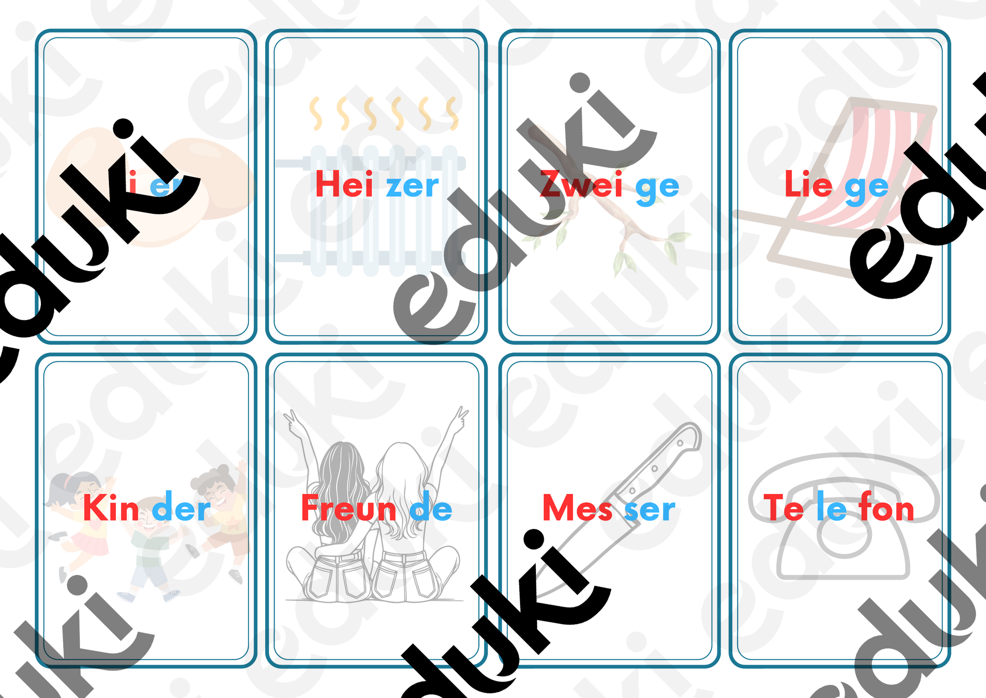 Silbenkarten mit Bildern – Unterrichtsmaterial im Fach Deutsch