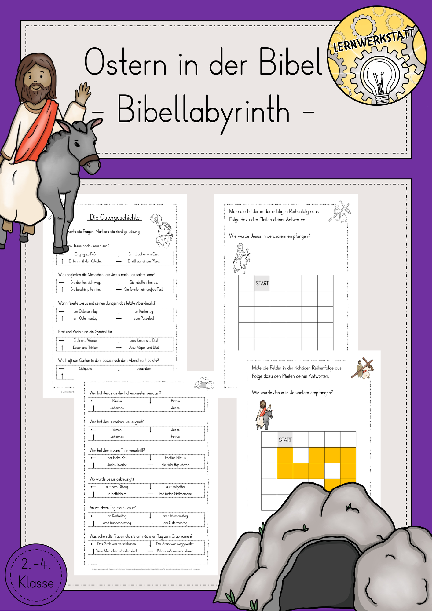 Ostern Bibel Religion Labyrinth Quiz – Unterrichtsmaterial im Fach Religion